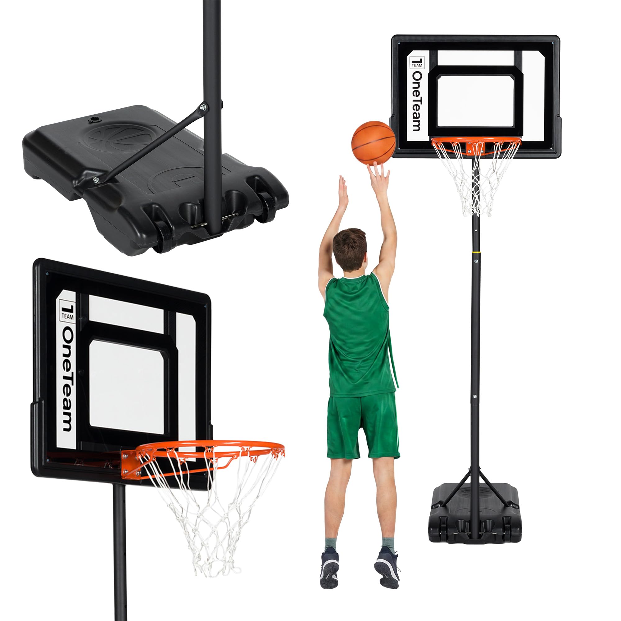 OneTeam BH02 Basketballkorb freistehend – Höhenverstellbar | PVC-Board, Doppelfedern | Outdoor