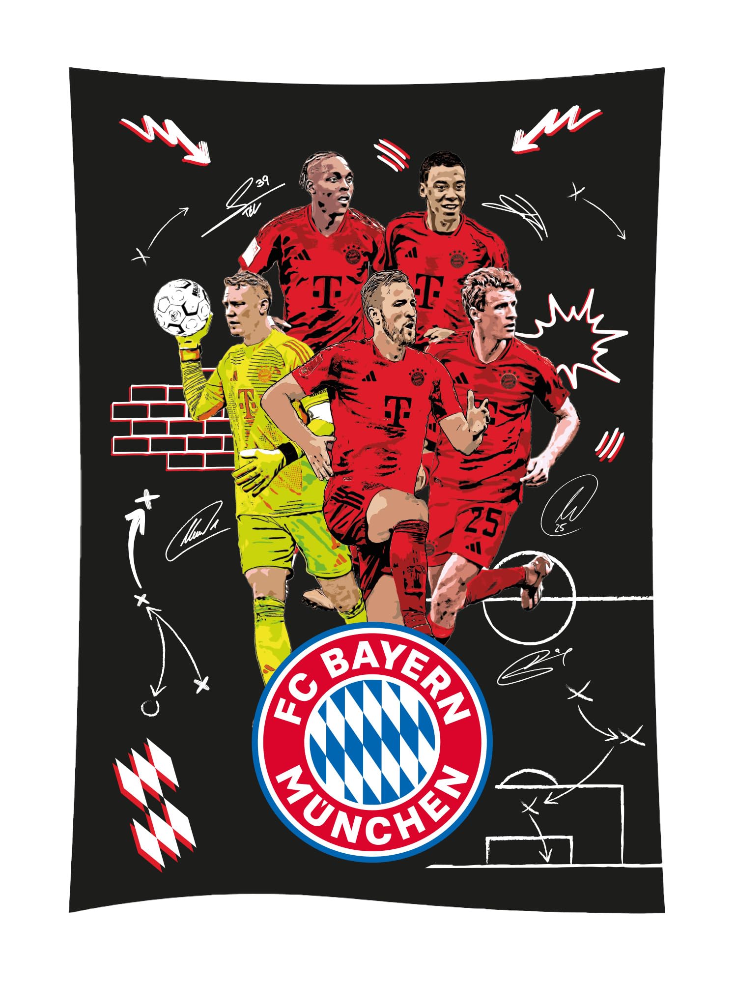 FC Bayern München Biancheria da letto Player 2024-25 Nero 135 x 200 cm