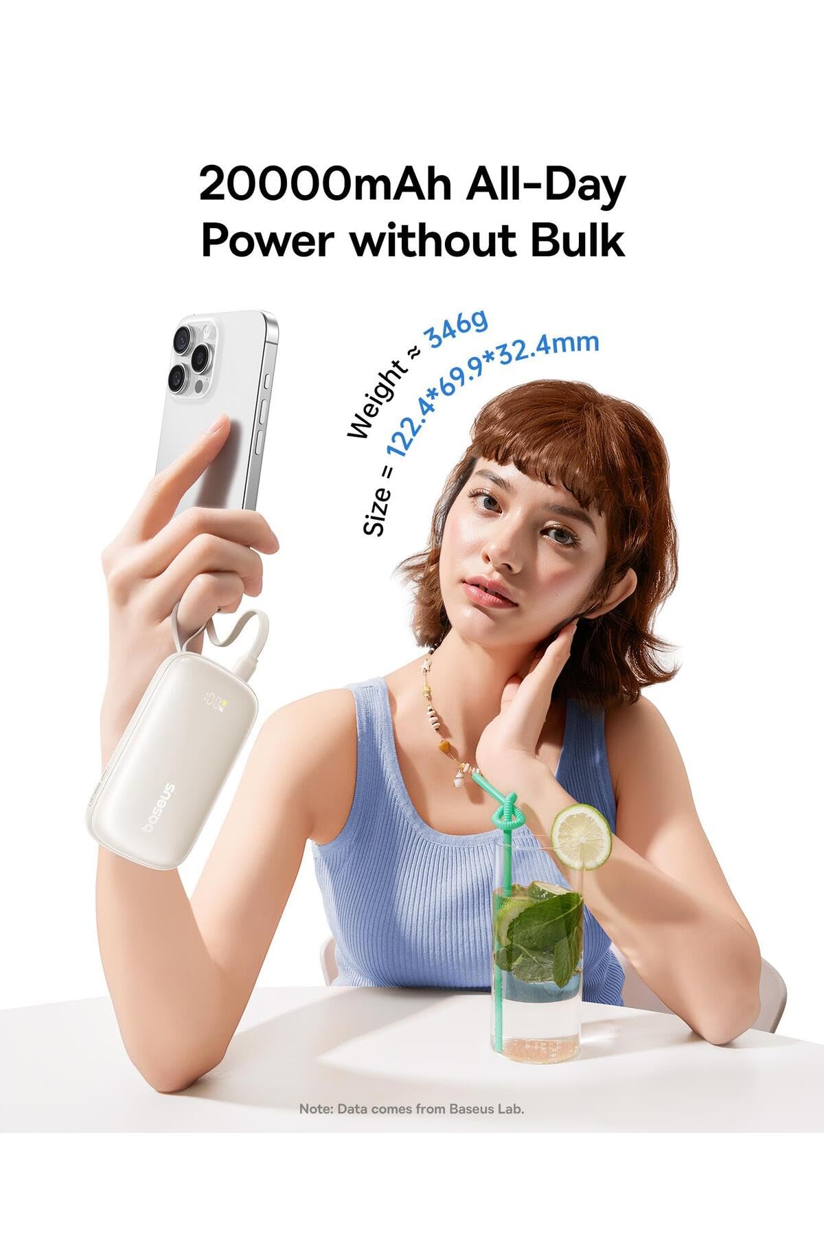 Baseus EnerFill FC21 QPow3 Ultra - Batería externa con pantalla digital (20.000 mAh, 22,5 W), color negro