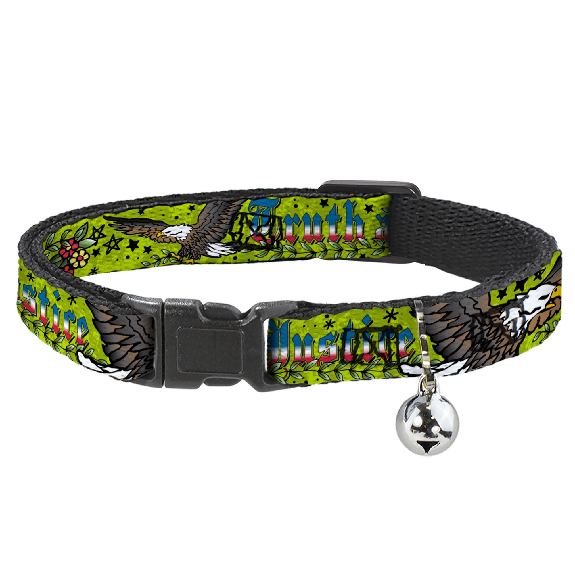 Collar de gato antiahogo con hebilla de liberaci&oacute;n r&aacute;pida Verdad y Justicia Verde