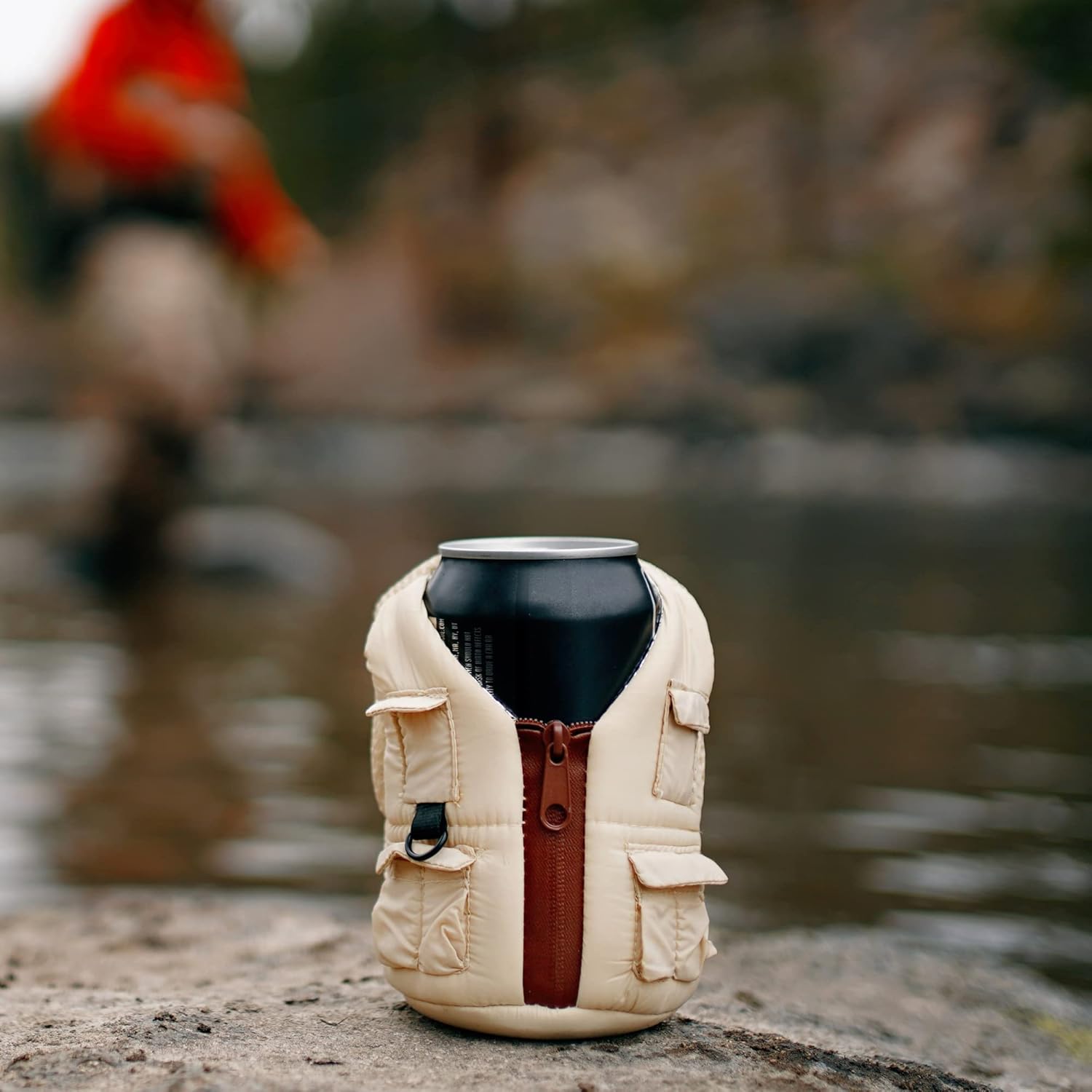 Puffin Adventure Vest | Insulated Can Cooler, Classic Tan: Home & Kitchen