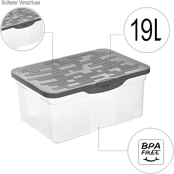 Rotho, Ranger, Storage box 13 l with lid A4, Plastic (PP) BPA-free, anthracite, A4/13l (39,0 x 27,0 x 17,5 cm)