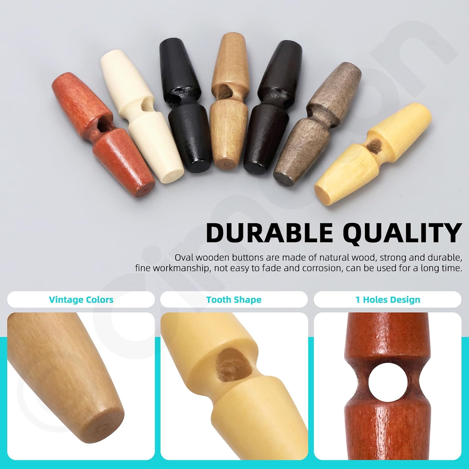 70PCS 5CM Wood Horn Toggle Buttons Wood Buttons Wooden Coat Horn Buttons Big Hole Toggle Button Wood Sweater Coats Buttons for Jacket Clothing Sewing DIY Art Craft Projects