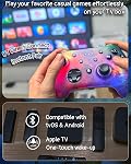 Wzuicov Bluetooth & Wired Game Controller – Gamepad for Switch, iPhone/iPad, Android, PC & More | with Phone Mount, 2x USB-C Cables & C-A Adapter (Red&Blue Star)