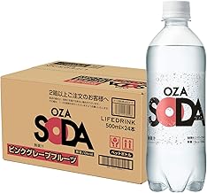Carbonated Water OZA SODA Strong Carbonated Water, 16.9 fl oz (500 ml) x 24 Bottles (Pink Grapefruit)