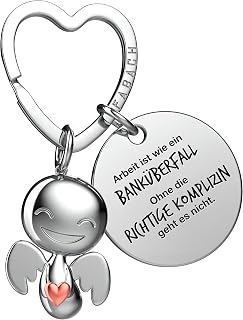 FABACH Beste Kollegin Schutzengel Schlüsselanhänger mit Herz und Gravur – Engel Glücksbringer mit Botschaft für Arbeitskollegin – Abschiedsgeschenk für Kollegin oder Kollegen