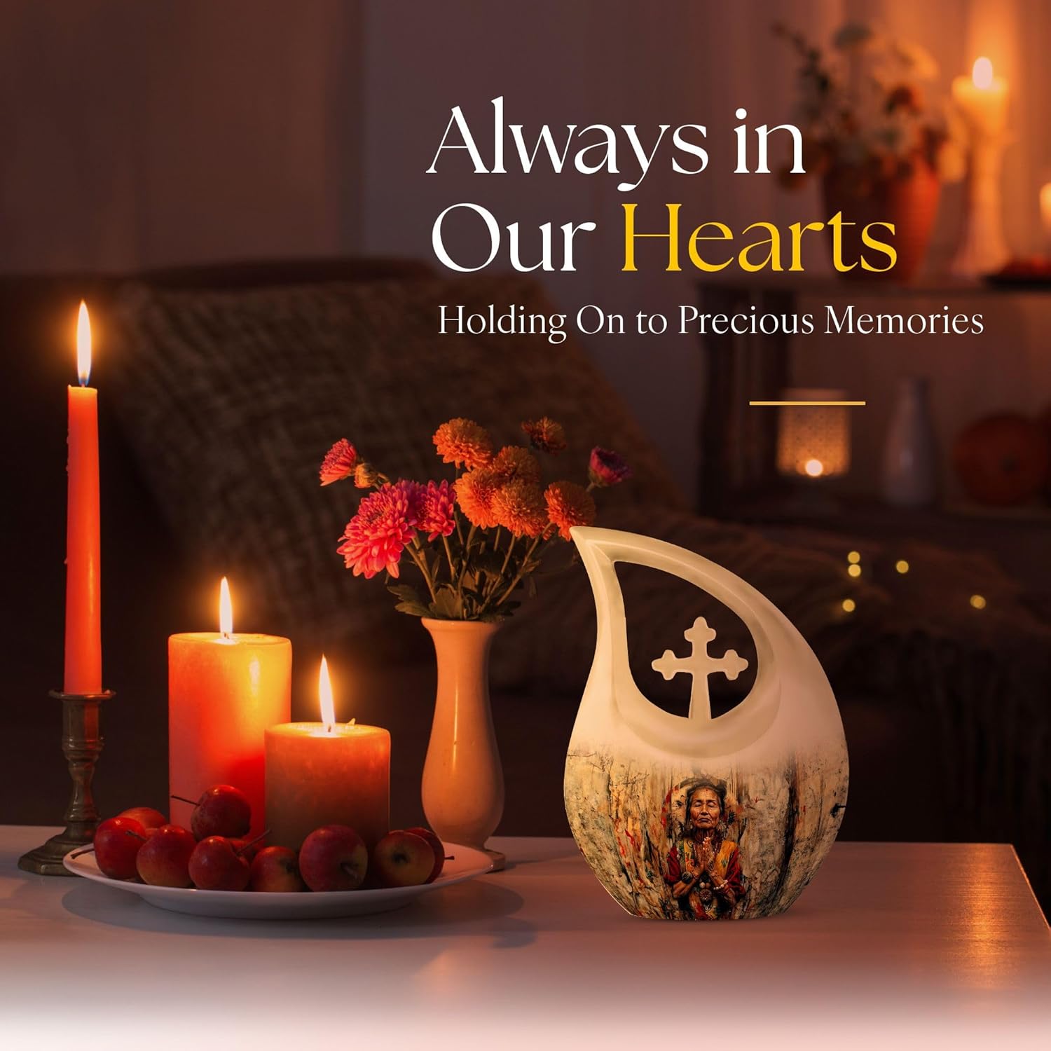 Native American Urns for Human Ashes - Large Urns for Human Ashes Adult Male - Native American Cremation Urn - Funeral Urn for Mom 10inch