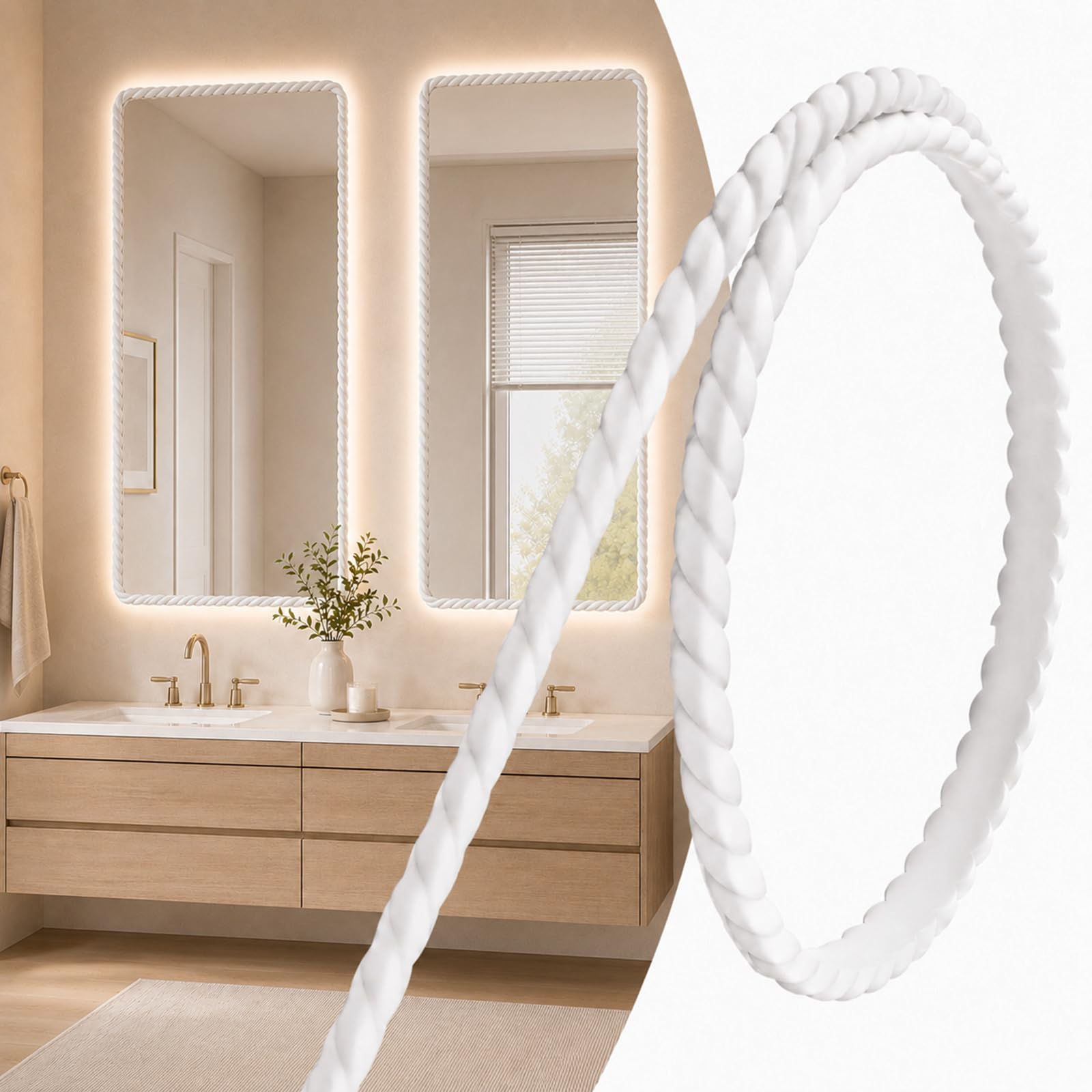 Modanature Flessibili E Rifiniture Per Casa Specchi Pareti W 0.8cm, L 7m | PVC cornici per pareti Strisce Flessibili in PVC per Porte Modana camini specchio mobili cucina casa impermeabile Protezione