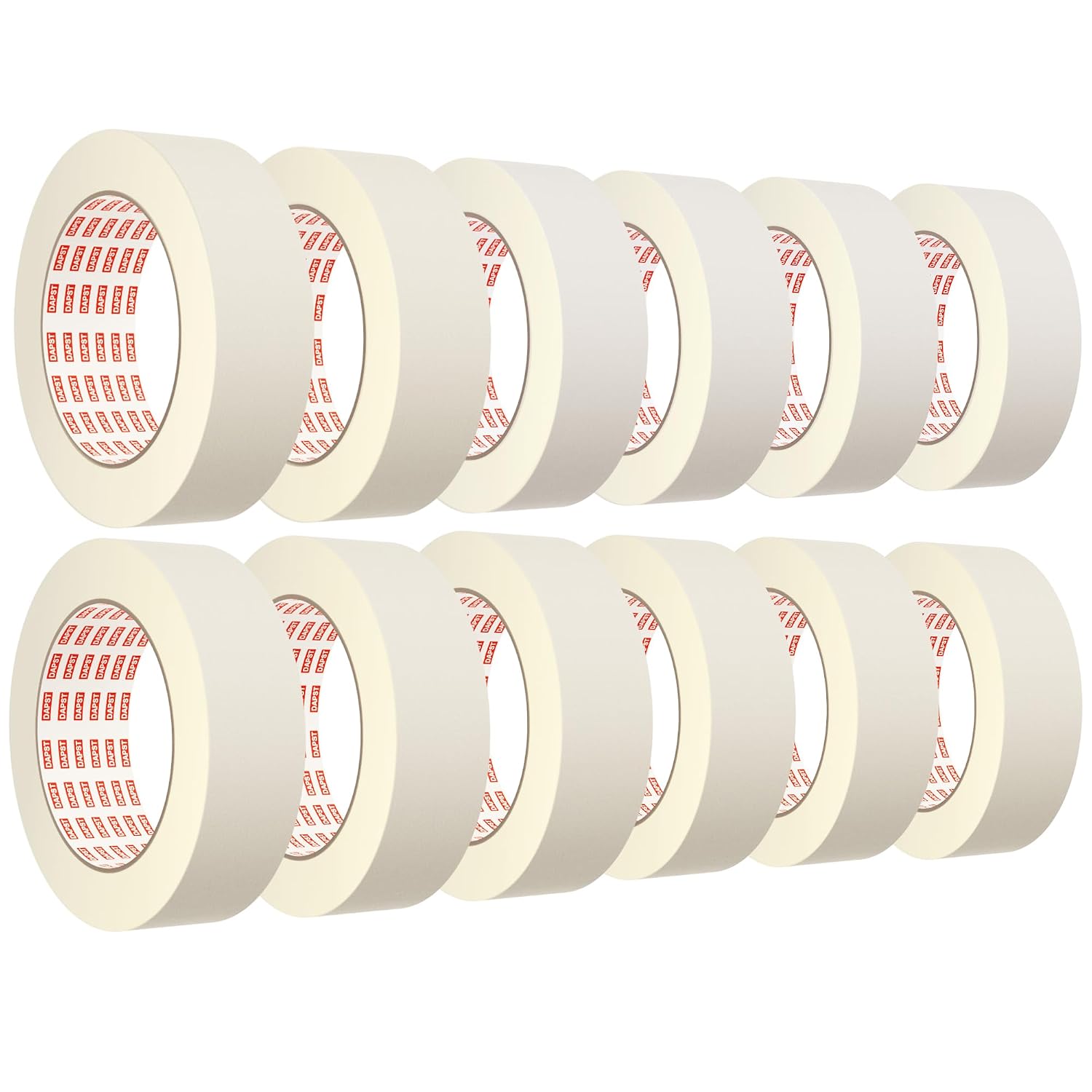 Masking Tape, Crafts, 1 Inch x 55 Yards, 12 Rolls (660 Total Yards), General Purpose Beige White Paniters Tape for Painting, Home, Office, School Stationery, Arts