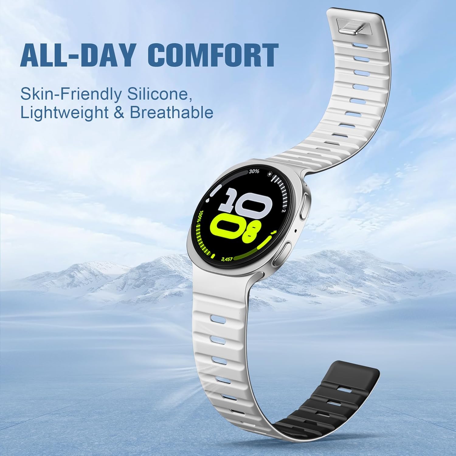 Adorve Magnetic Band Compatible with Samsung Galaxy Watch 8 40mm 44mm (2025) / Galaxy Watch 8 Classic Bands 46mm for Men Women, Soft Silicone Wristband Sport Strong Magnet Strap