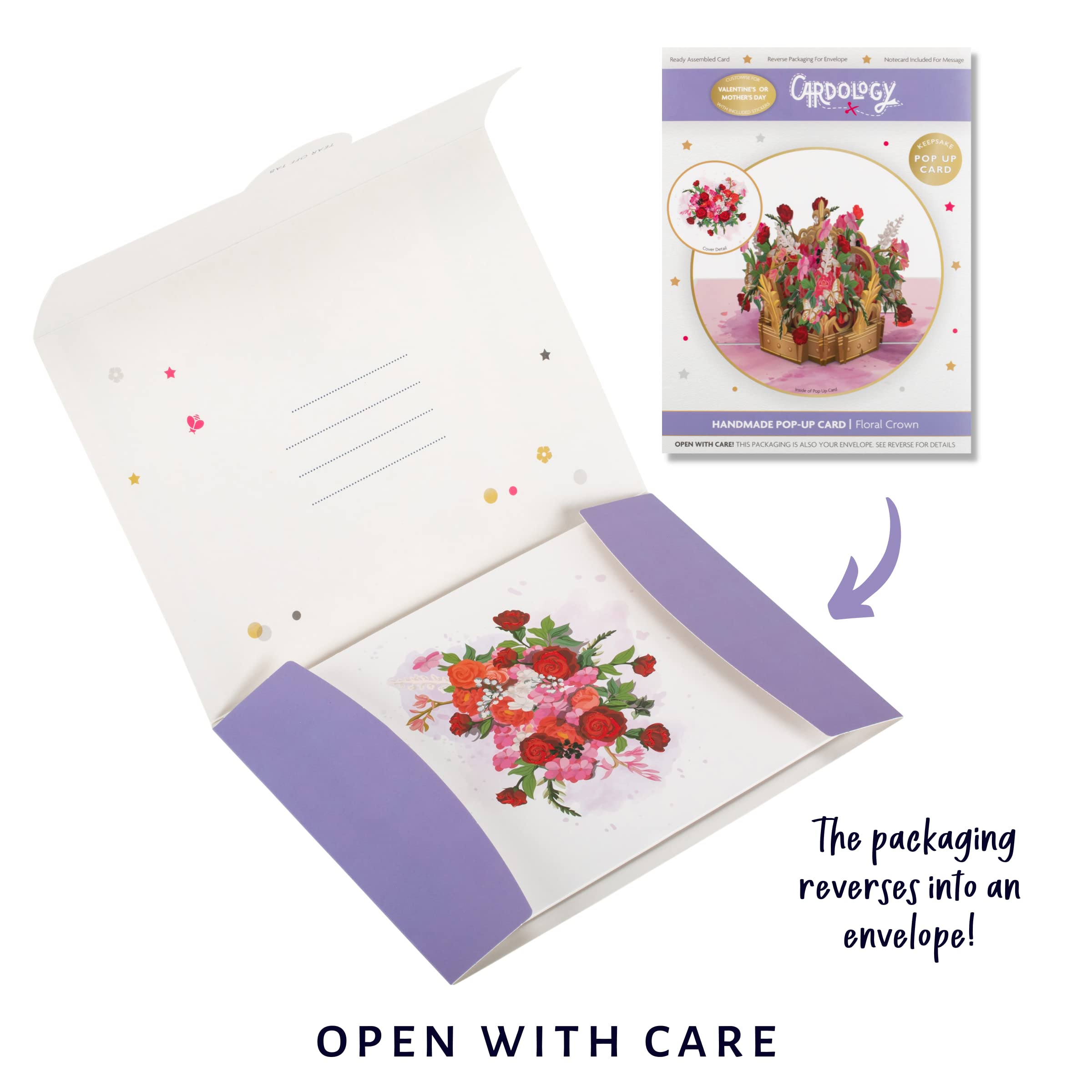 LATTCURE - Biglietto di auguri di compleanno pop-up in 3D con rose rosa, ideale per le donne e per San Valentino