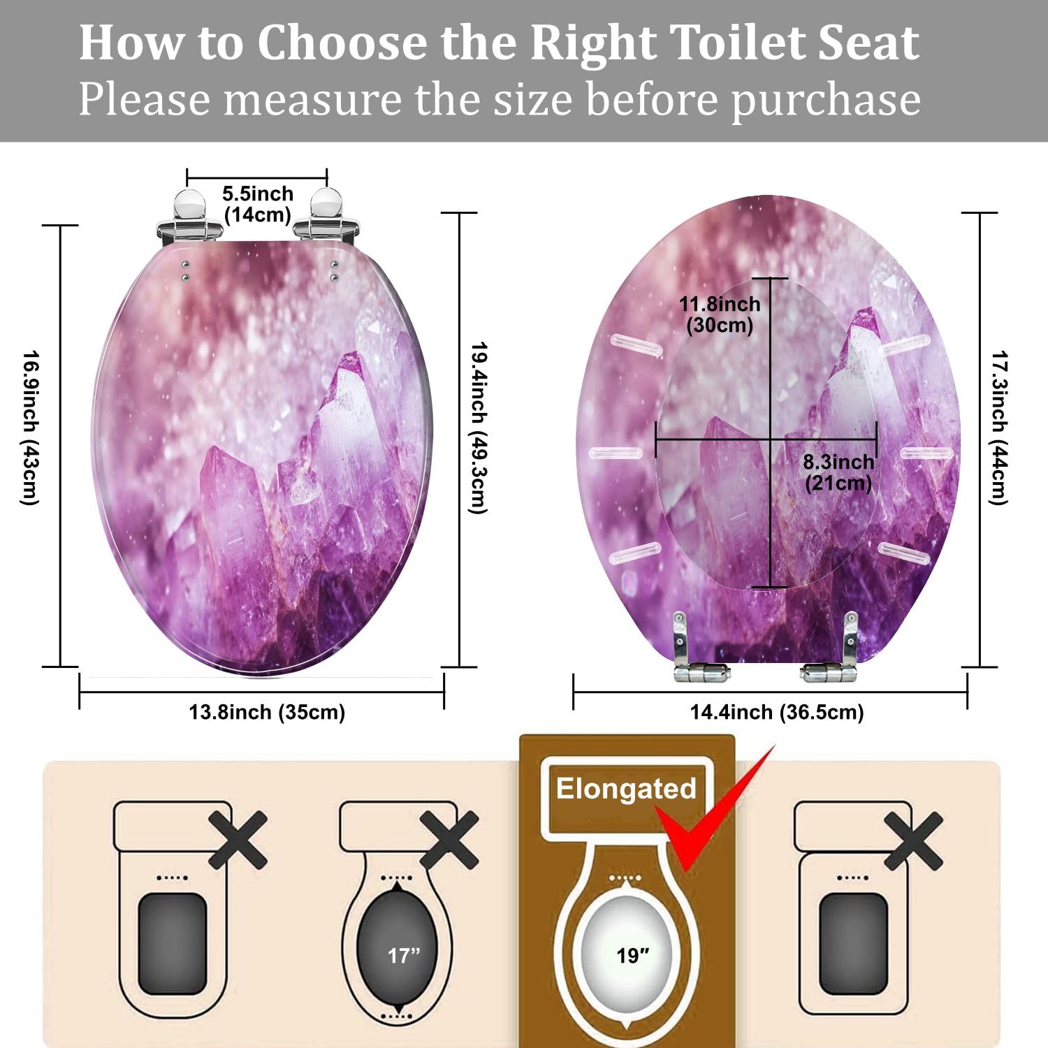 Toilettensitz für Badezimmer, länglich
