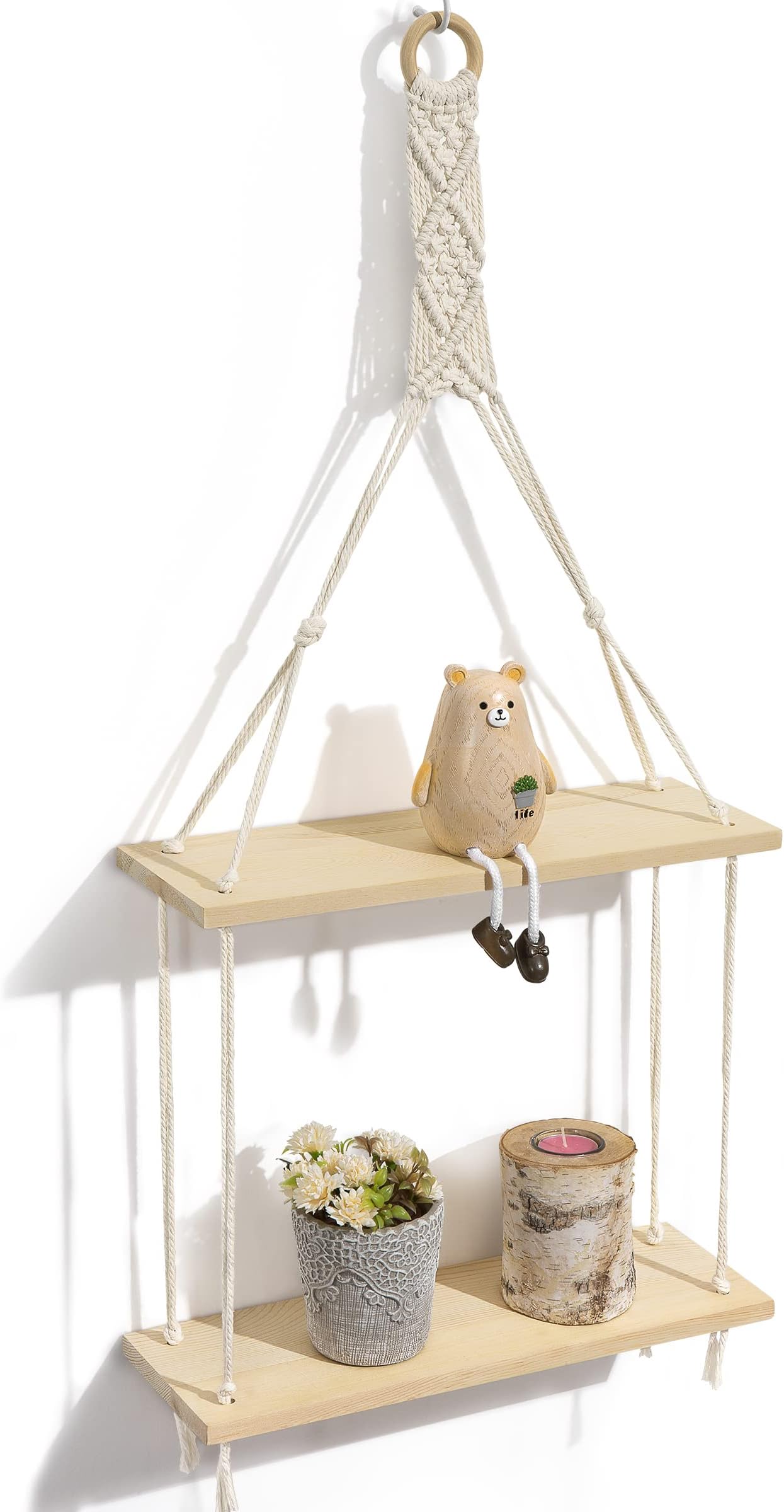 YiYa 2Pcs Rope Hanging Floating Shelves Hanging Shelves for Wall Modern ...