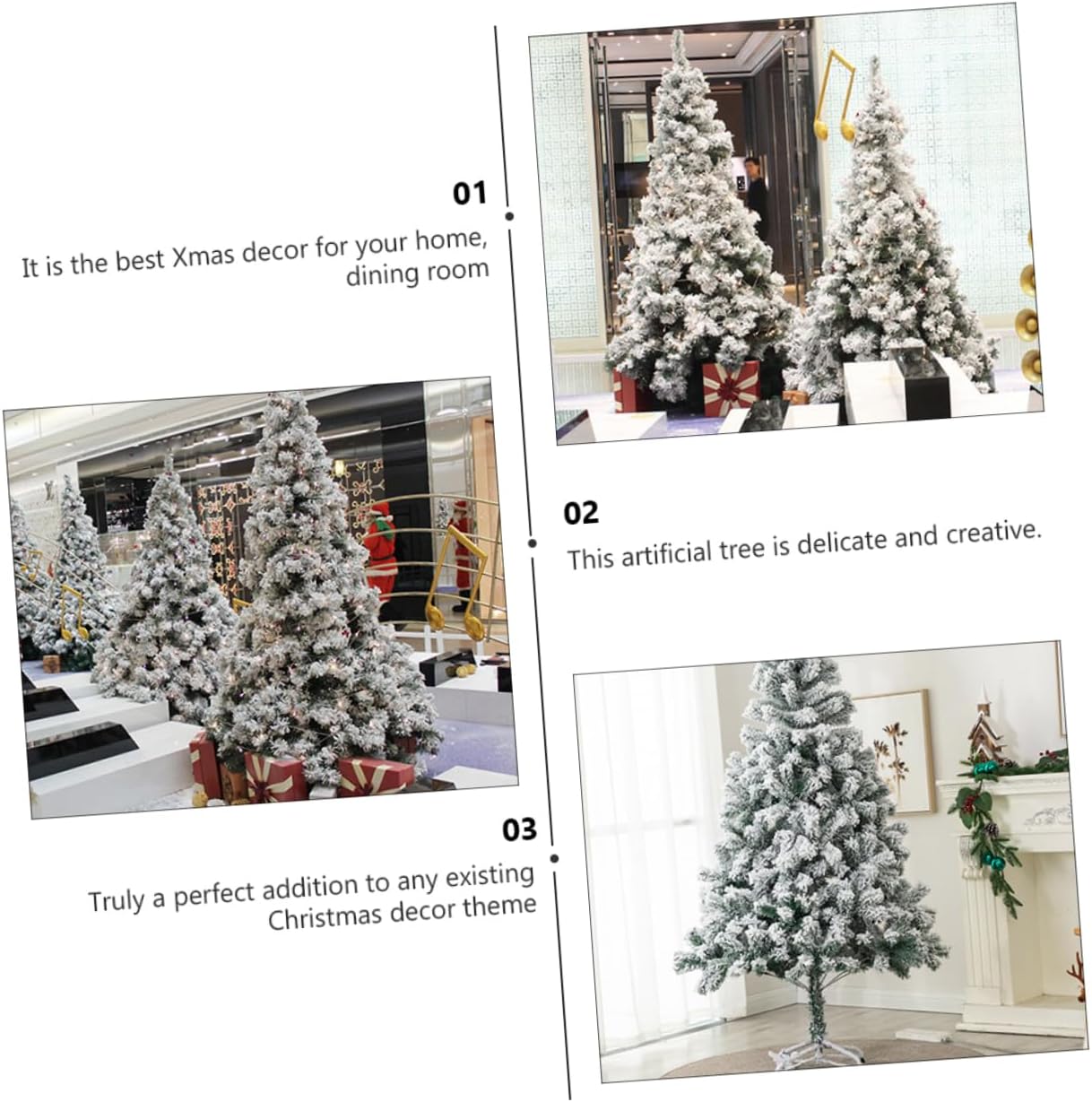 Zerodeko 1pc White Flocking Snow Artificial Christmas Tree Decoration Xmas Tree for Home Office and Holiday Decor Beautiful Festive Ornament Realistic Design
