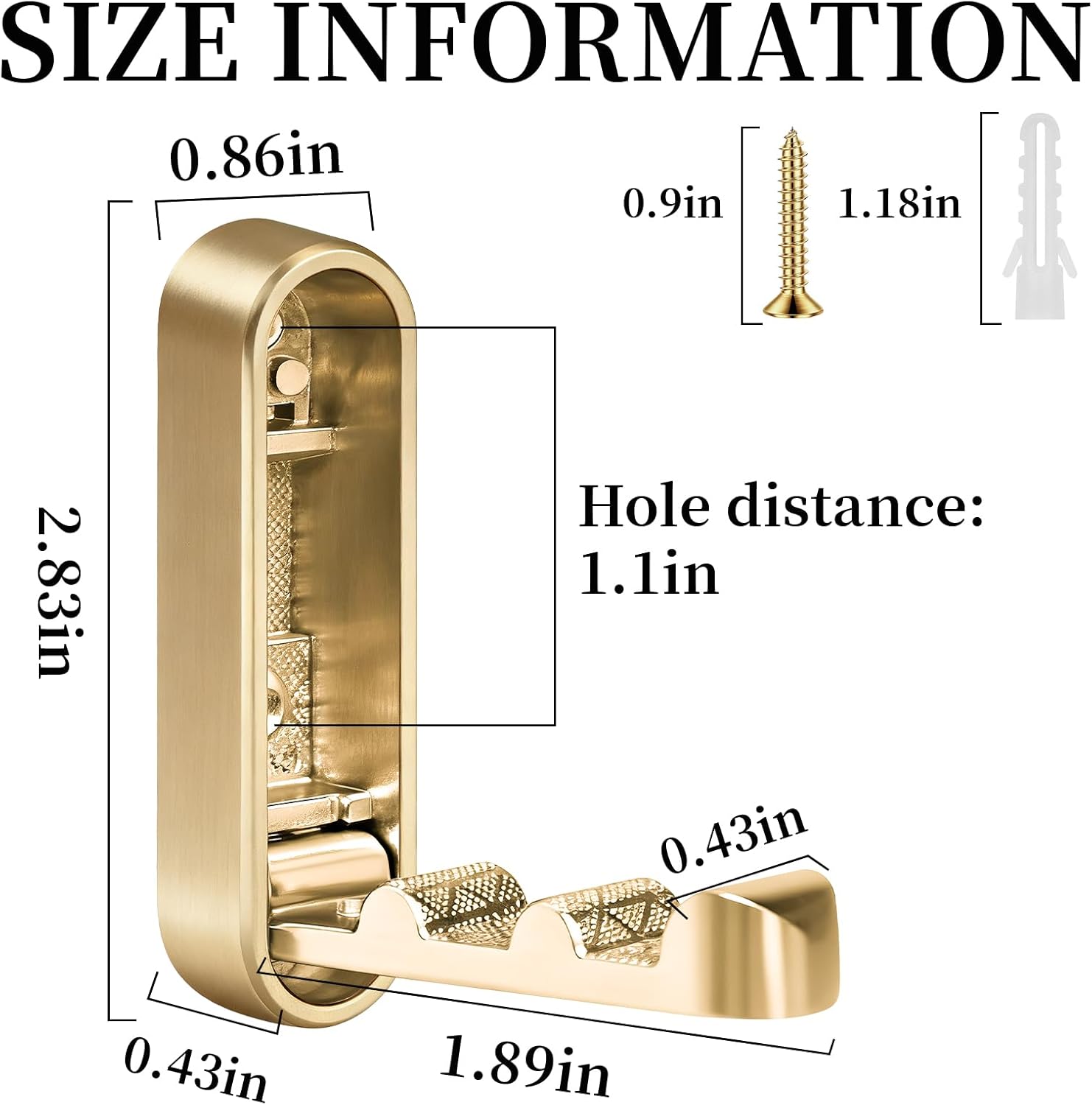 Foldable Hooks, 4-Pack Gold Folding Coat Hooks Heavy-Duty Zinc Alloy Folding Wall Hooks Folding Hooks Wall-Mounted for Hanging Coat Towels Clothes Hat Bags Keys (Gold)