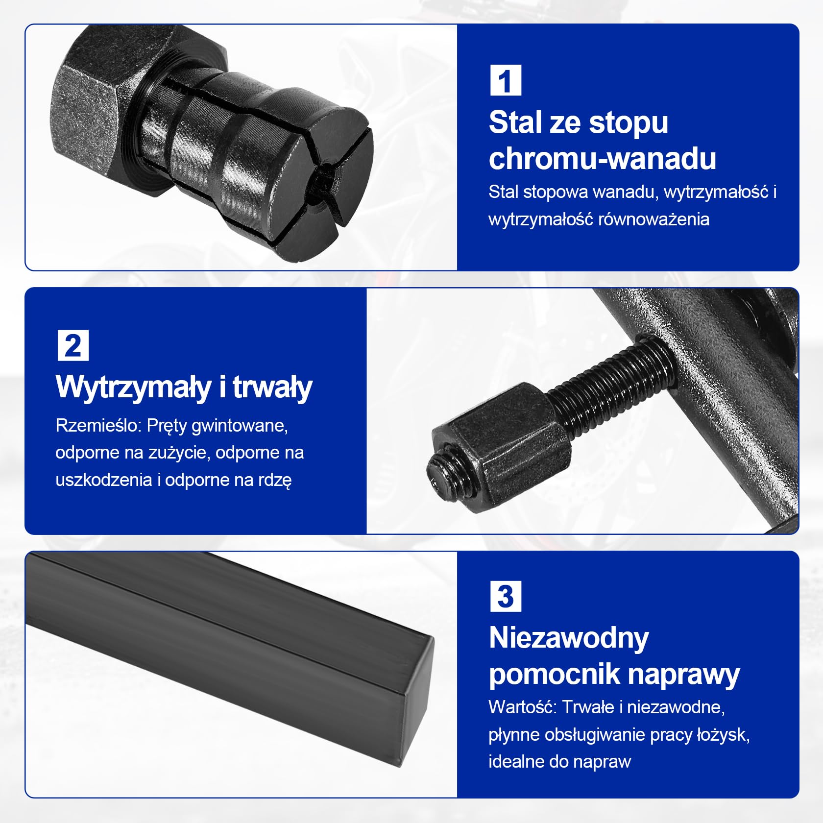 CarBole Zestaw ściągaczy do łożysk wewnętrznych do motocykla, 10 sztuk, 8–25 mm, zestaw ściągaczy do łożysk wewnętrznych, wkładka pilota młotka ślizgowego, wyciągacz otworów ślepych, uniwersalny do