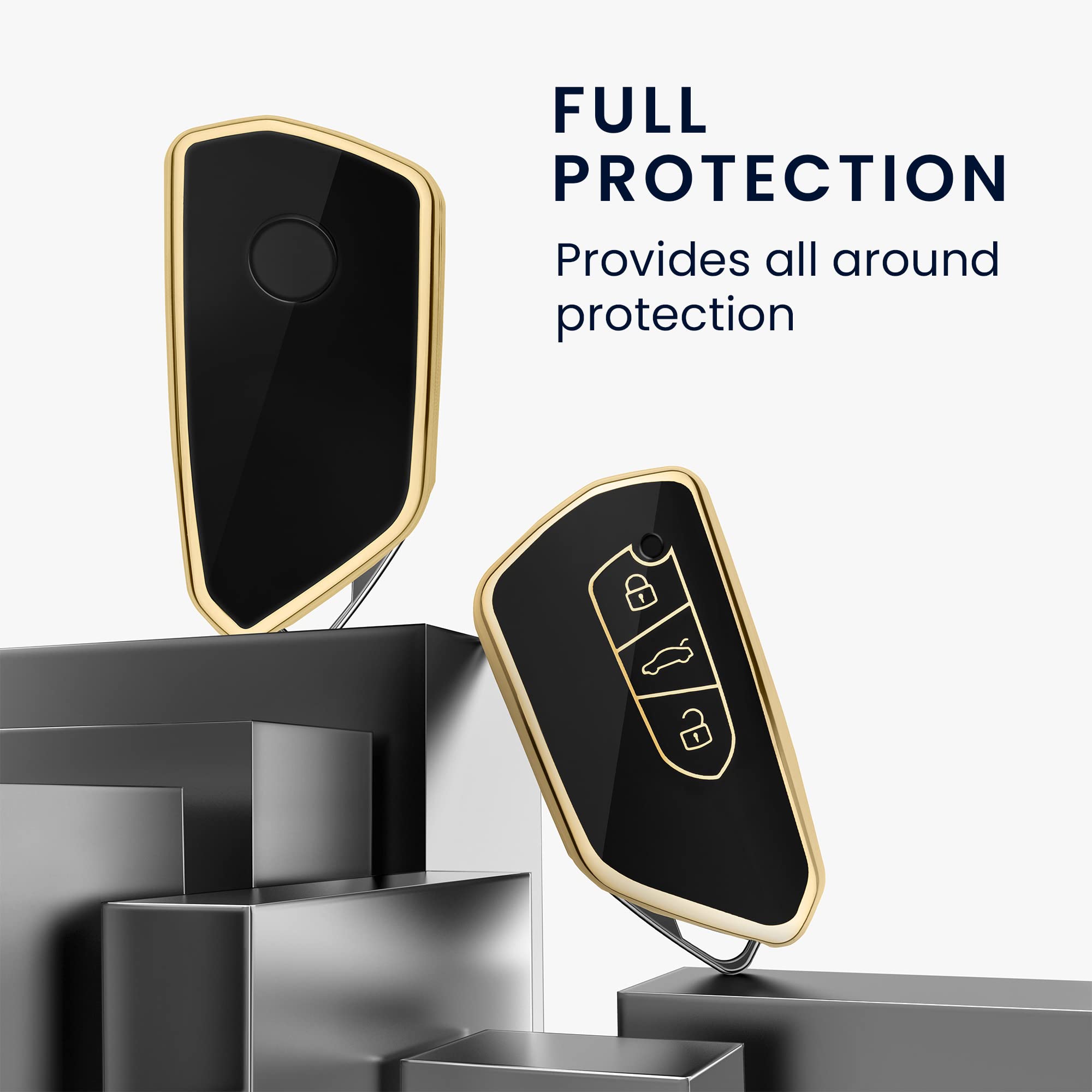 kwmobile Cover Chiave Auto Compatibile con VW Golf 8 con 3 tasti - Custodia Chiavi Auto Copri Telecomando - Copertina Chiave - Copertura in Silicone TPU