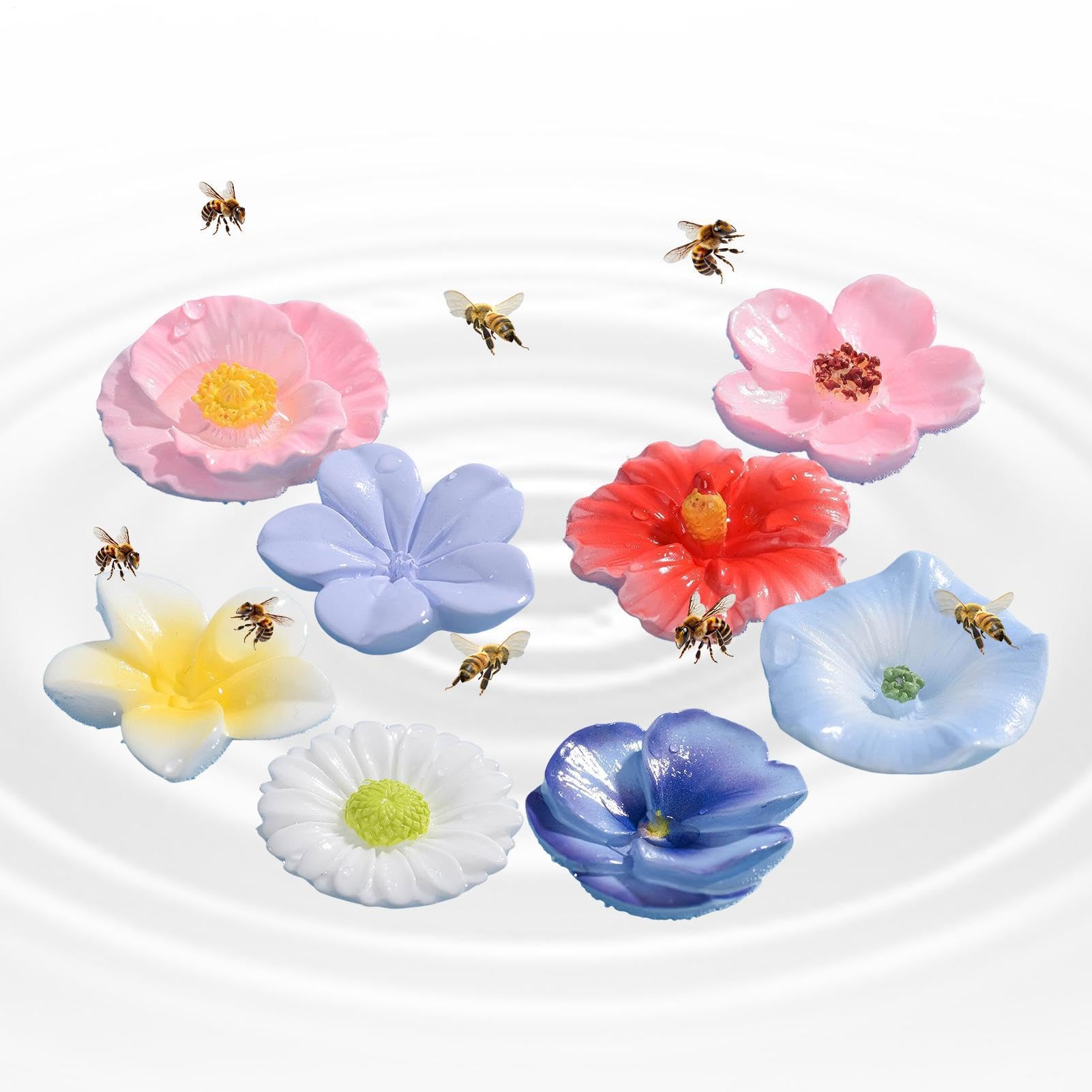 Bees Tränkestation - Harz Schmetterlings Futterspender Für Draußen | Schwimmende Bienenbecher Für Den Garten | 8 Stück, Wetterfest Und Wasserdicht, Zieht Wildtiere An, Perfekt Für Den Teich