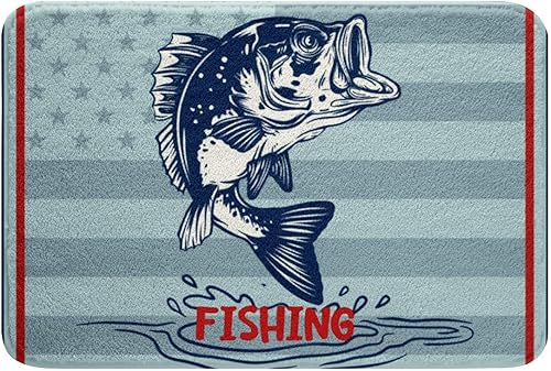 Miniatura 8 de Lake Paddle - Tapete antideslizante para baño, respaldo de látex, decoración rústica de cabaña junto al lago, tapete de forro polar absorbente de