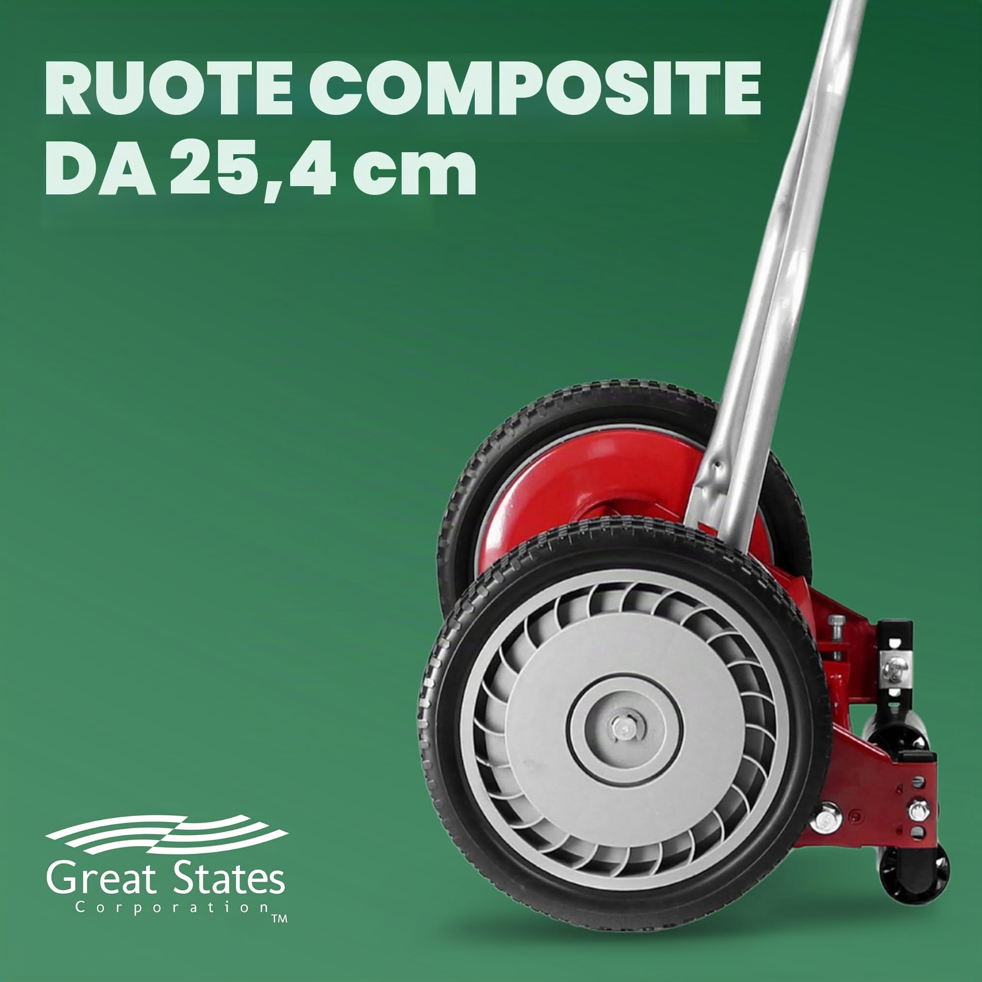 Great States 304-14 - Tosaerba a spinta, rosso, 35,5 cm, 5 lame