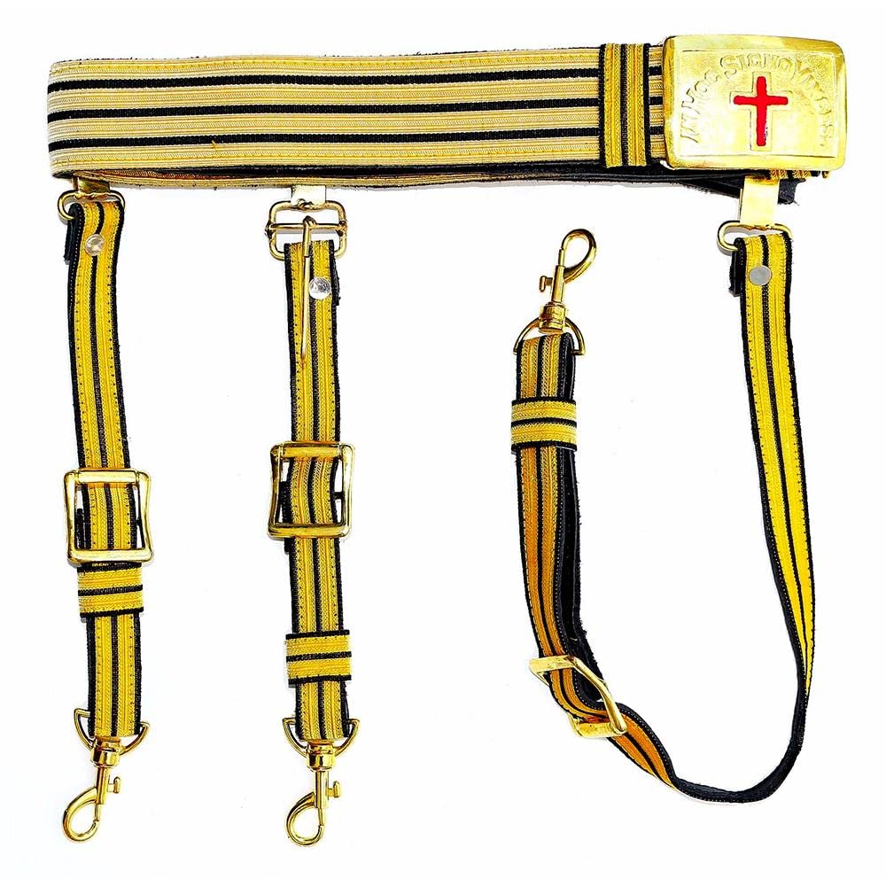 BRICKS MASONS Knights Templar Past Commander Black & Gold Sword Belt, 30