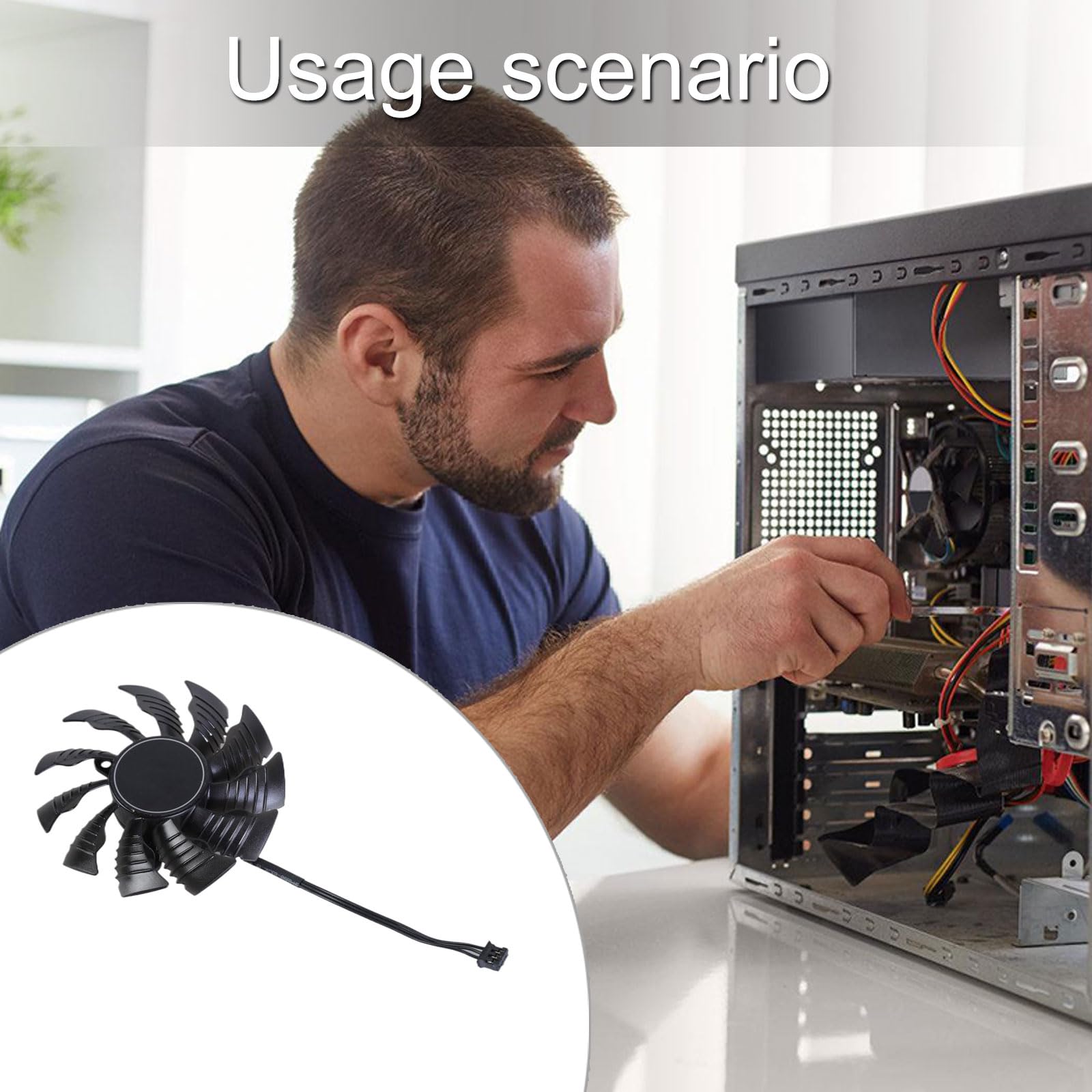 QIEIEI PLA09215S12H GPU Fan,80mm 3Pin PLA09215S12H DC12V 0.5A GPU Fan for GTX1650 1630 ITX OC Graphics Card Cooling Fan