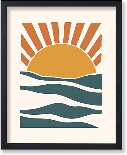 Poster Master Póster de sol  Estampado retro bohemio  Arte de puesta de sol  Arte de olas del océano  Arte moderno  Arte minimalista  Regalo para