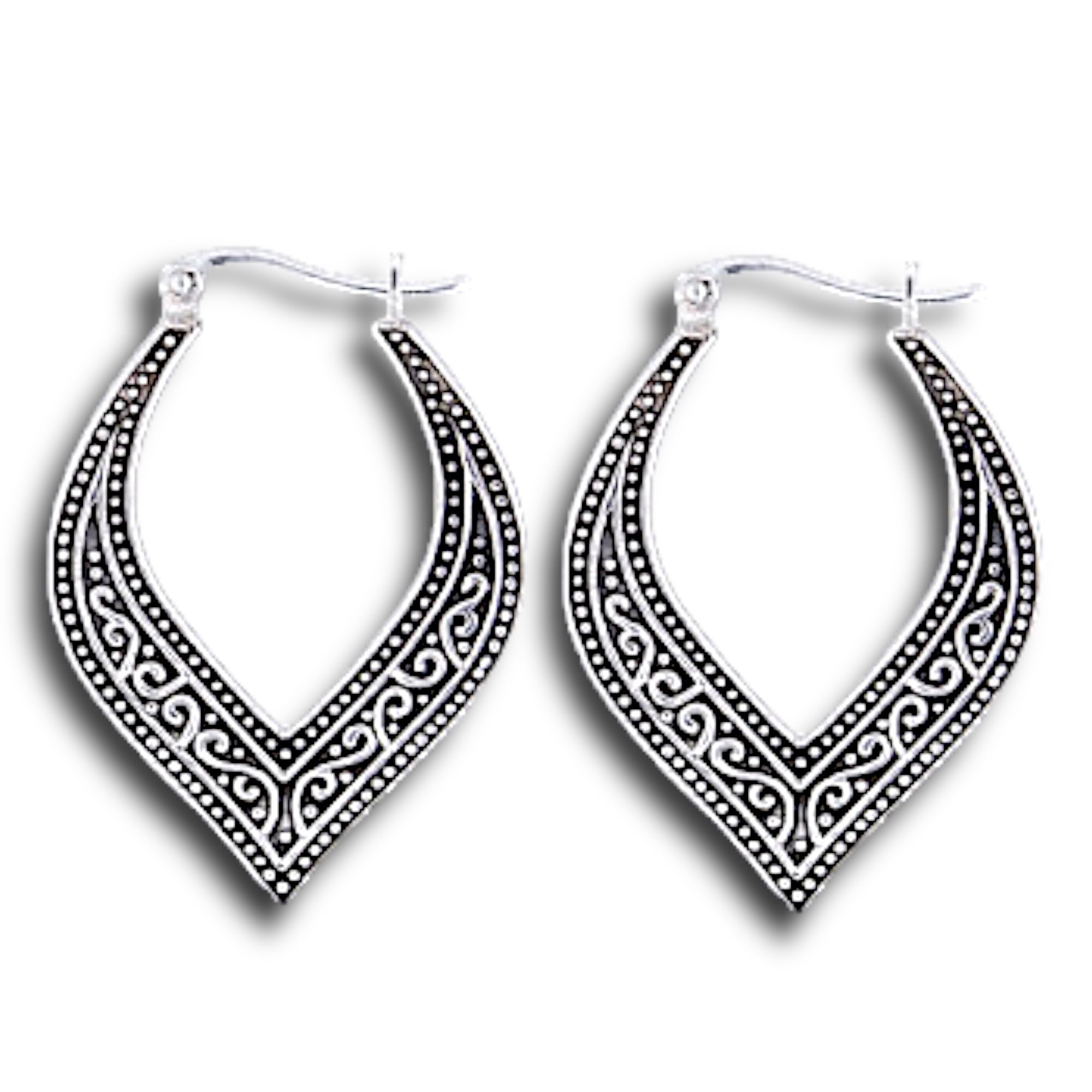 MadamLili925 Sterling Silver Earrings | Vintage Moroccan Design | Elegant Bohemian Dangle Earrings | Antique & Matte Brushed | Lightweight & Hypoallergenic | Gift for Women