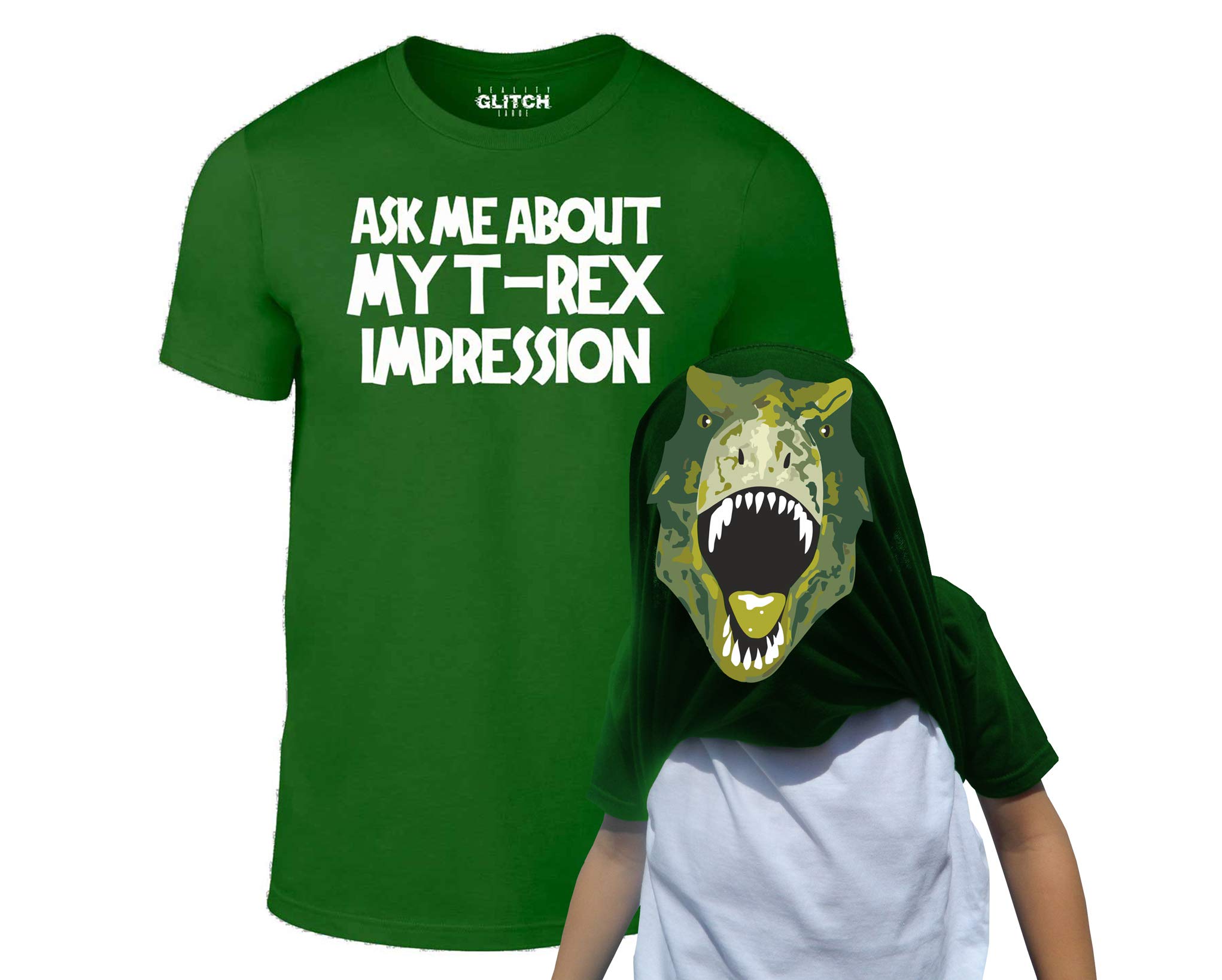 Reality GlitchKids Ask Me About My T-Rex Flip Funny Dinosaur Tshirt