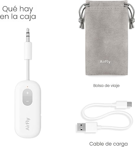 Miniatura 9 de Twelve South AirFly SE Adaptador de transmisor de audio inalámbrico Bluetooth para AirPods/auriculares, batería de más de 20 horas, funciona