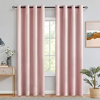 MIULEE — Rideau rose pâle à œillets 140×225 (lot de 2)