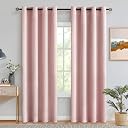 MIULEE Light Pink Room Darkening Curtains Thermal Insulated Drapes Solid Window Treatment Set Grommet Top Light Blocking Blackout Curtain for Living Room/Bedroom 2 Panels 52 x 84 inch Baby Pink