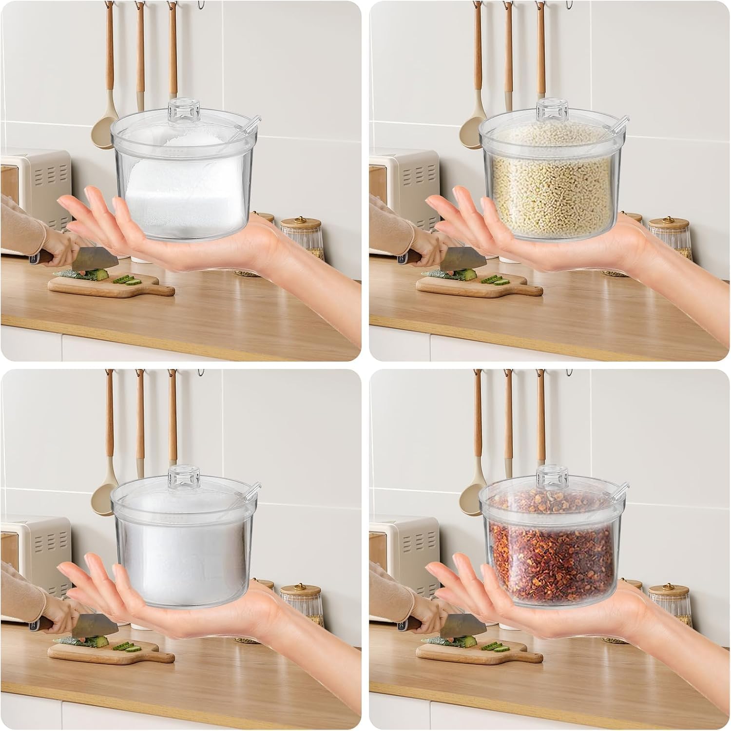 6 Pcs Clear Sugar Bowls Clear Acrylic Sugar Bowl with Lid