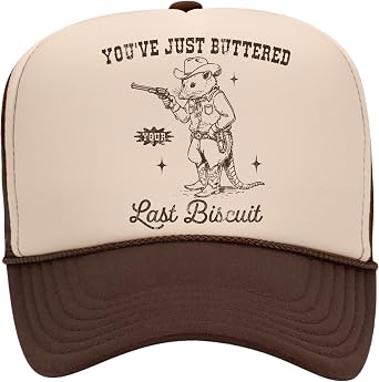 Youve Just Buttered Your Last Biscuit Trucker Hat | Opossum Funny Meme | Premium Mesh Foam Snapback Hat for Men & Women