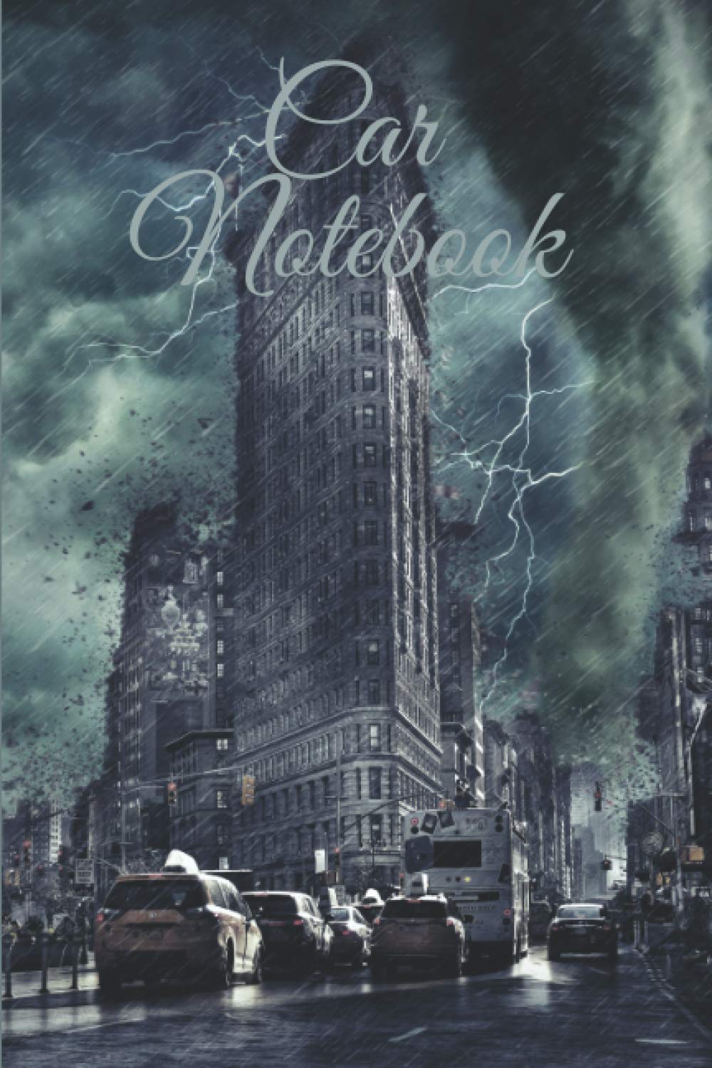 Car Notebook: 101 pages lined notebook. White lined paper 6" X 9" / Gifts in love with the car / cover representing cars in a city at night under the storm / perfectly spaced for writing.