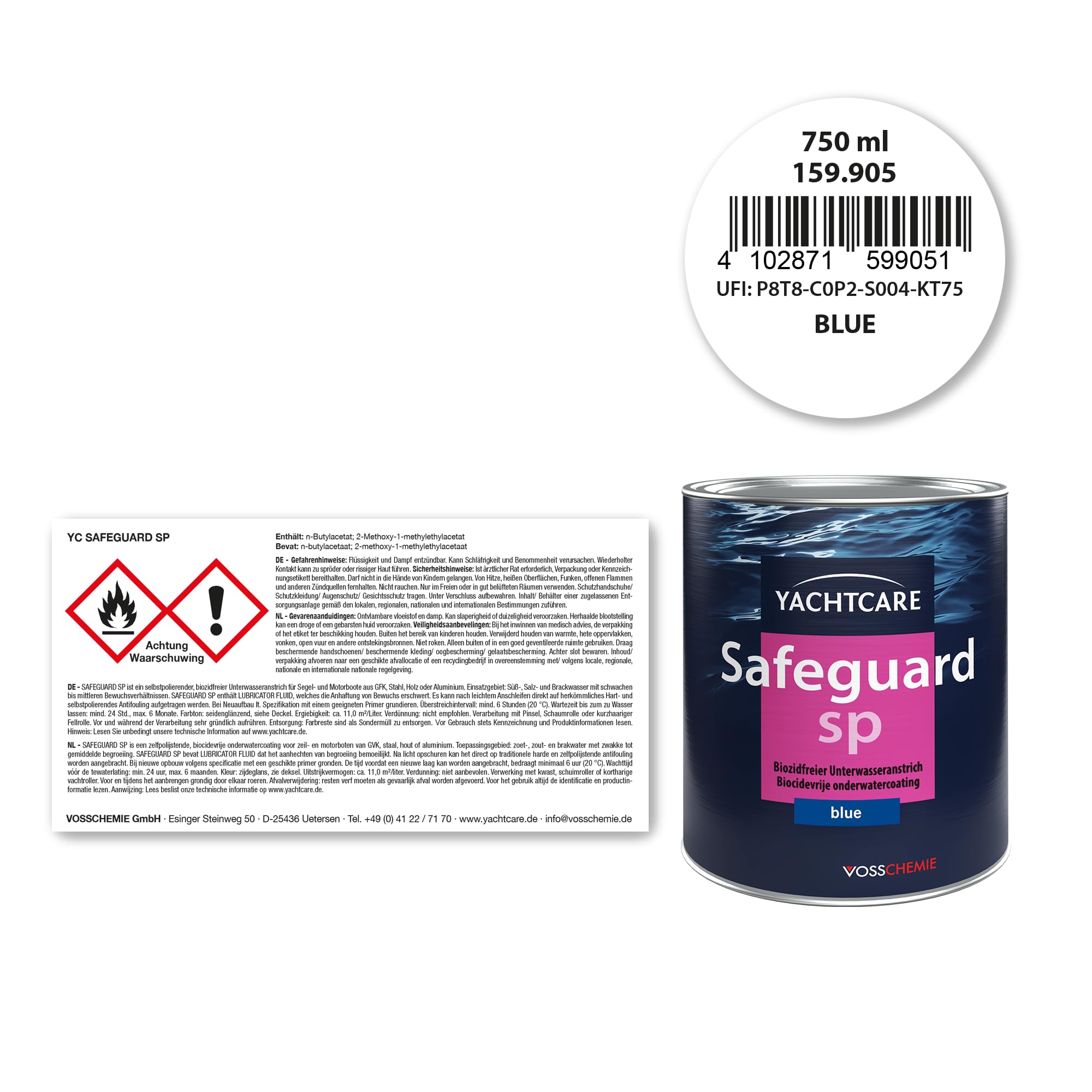 Yachtcare Safeguard SP 750ml - Biozidfreier Unterwasseranstrich für Segel- und Motorboote - Bewuchsschutz für GFK Boote