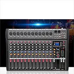 VEDO Mesa de som 12 canal, Small Stage Bluetooth USB MP3, entrada 48V Phantom Power DJ Karaoke Mobile Live High Power Mixer Professional 12 Channel Studio Audio Mixer 110V/220V 12 canais