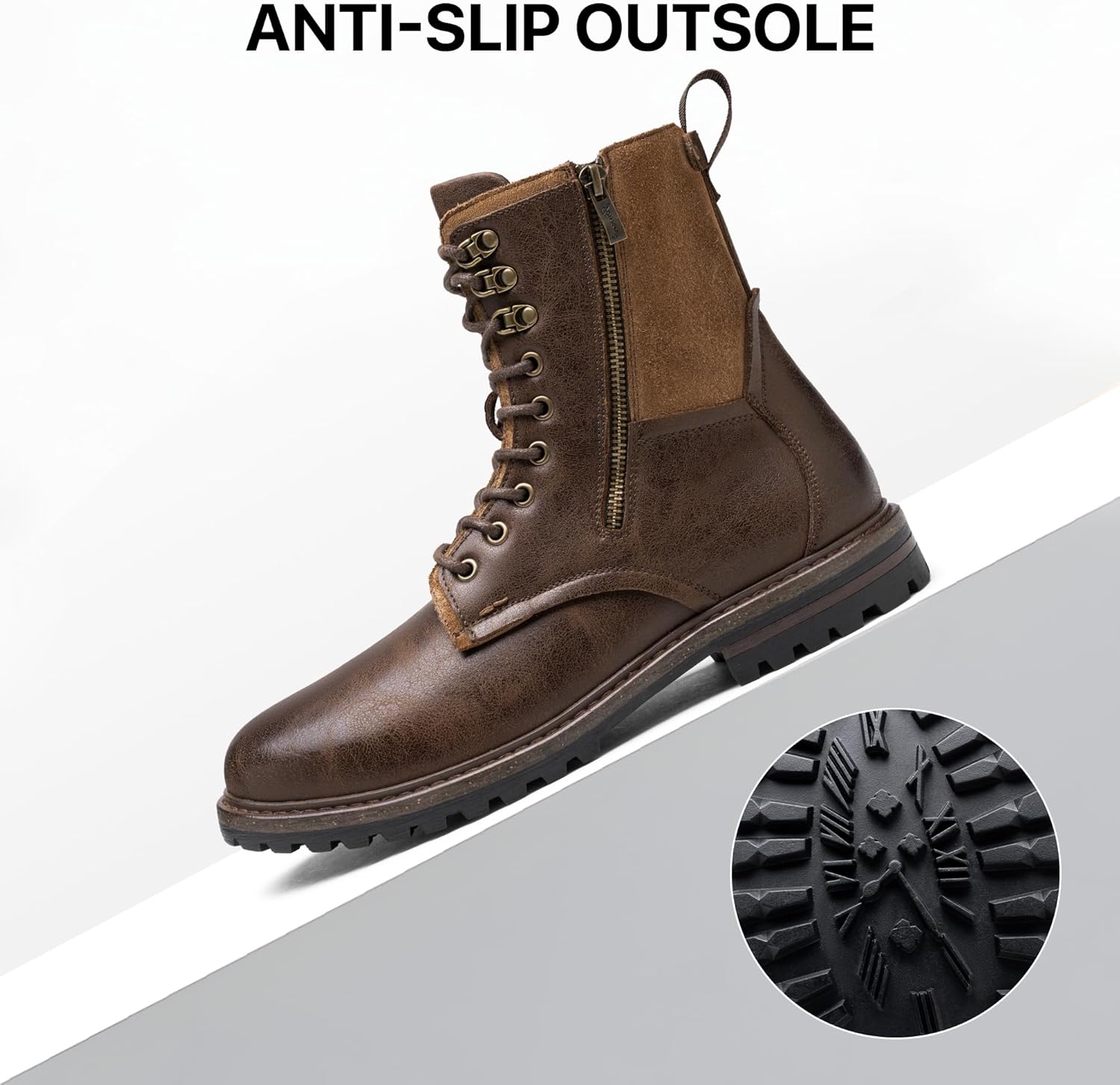 Jousen Boots for Men Casual Dress Retro Lace Up Motorcycle Boots - Image 5