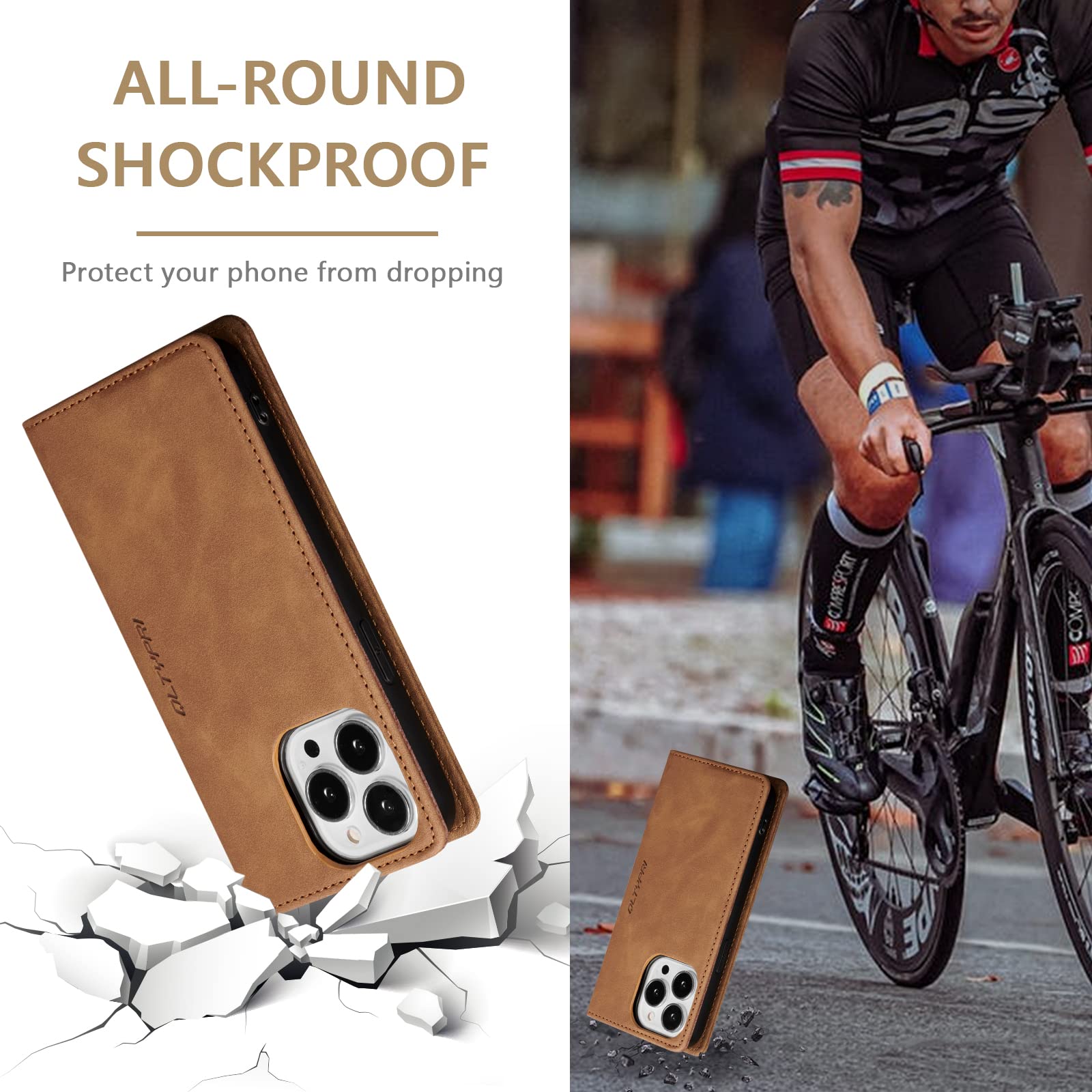 QLTYPRI Custodia Portafoglio Per IPhone 13 Pro – Pelle PU Vintage, Cerniera, Supporto E Cinturino