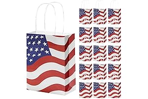 DECEED Patriotic 16-Piece Red White and Blue Gift Bags