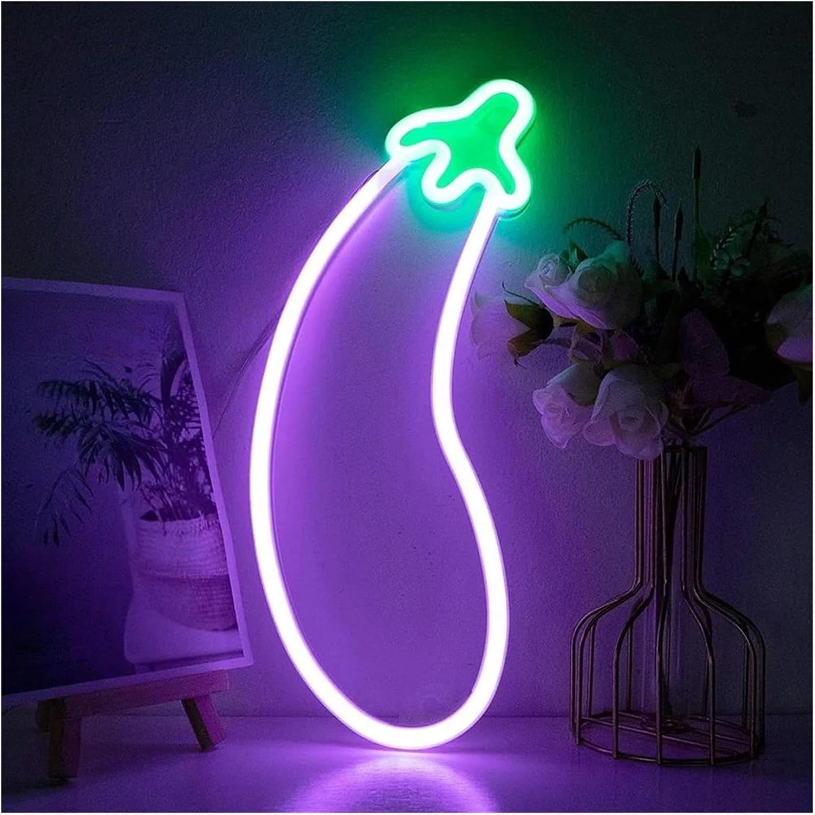 Aextroi neon Lights Sign Decor Neon Sign Eggplant LED Lights for Wall