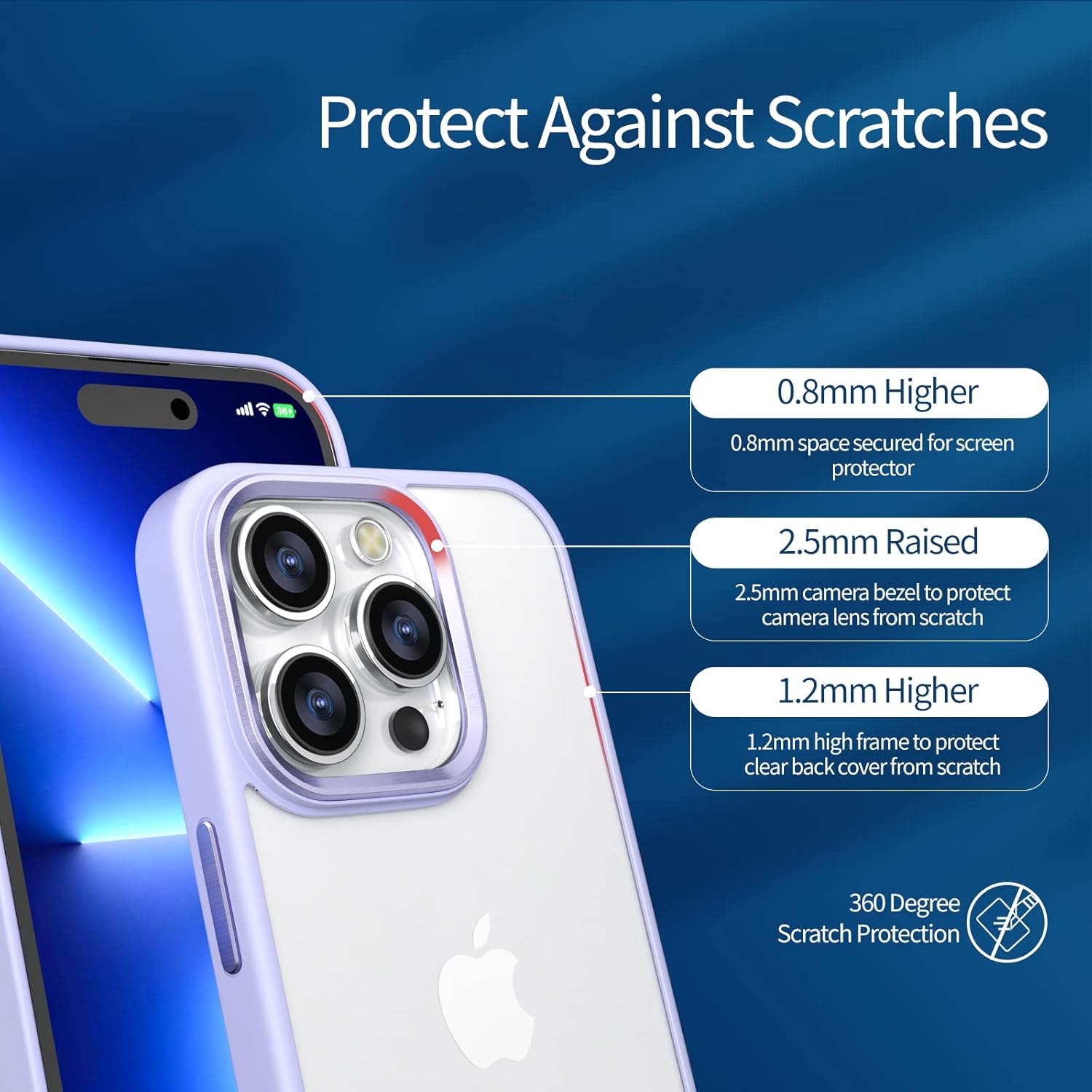 Gatita Lavender Clear Phone Case for iPhone 13 Pro Max, Purple Rim Border with Hard Clear PC Cover, Rugged Shockproof Case for iPhone 13 Pro Max 6.7" (Y2021) - Image 5