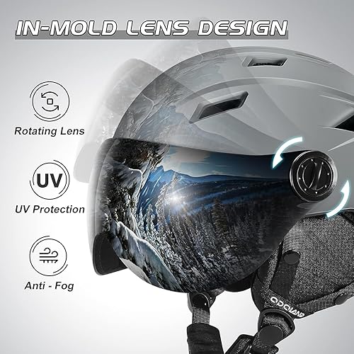 Miniatura 5 de Odoland - Casco de esquí con gafas, ligero, para snowboard y juego de gafas para hombres, mujeres, jóvenes y niños