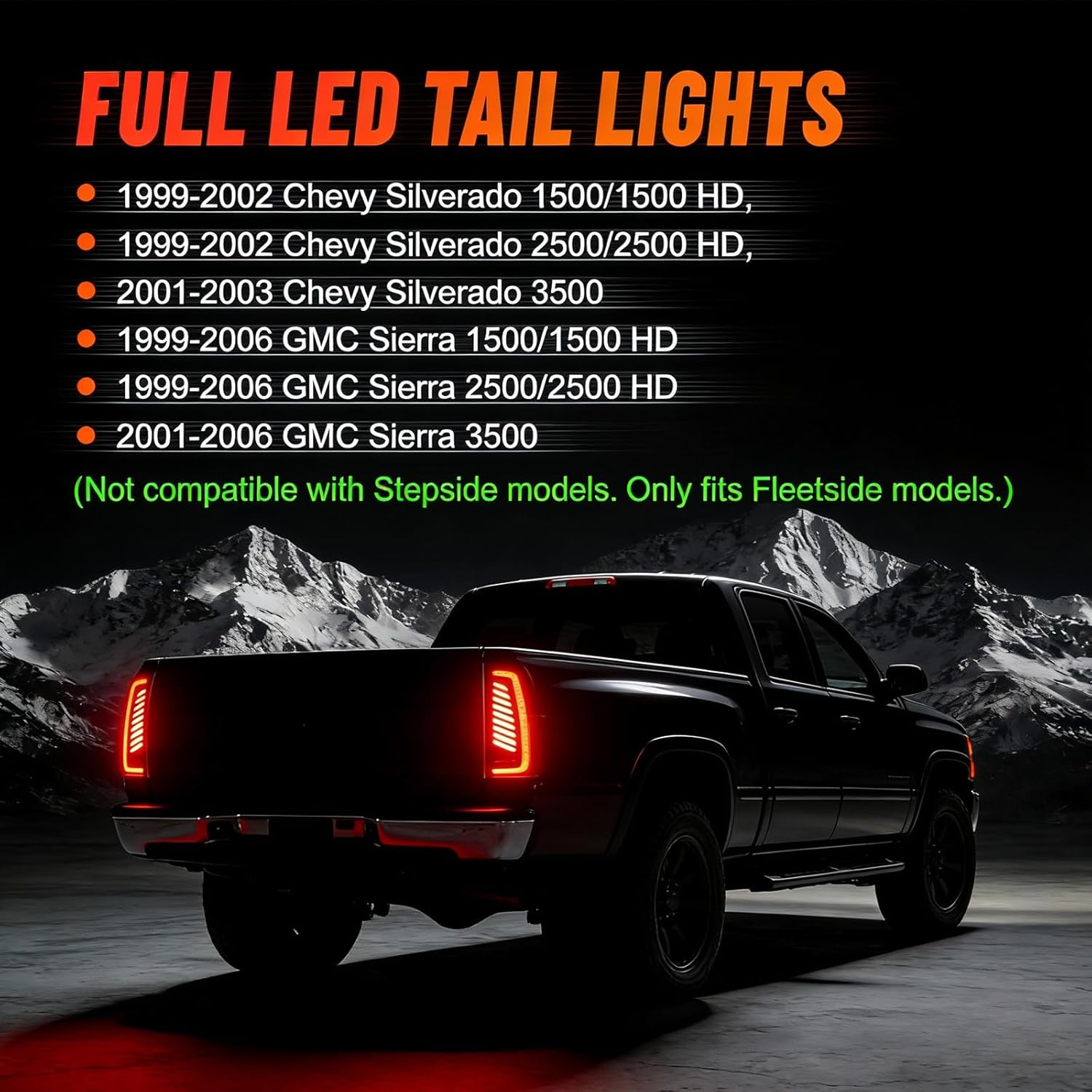 Sequential Led Tail Lights Fit for 1999-2002 Chevy Silverado 1500/2500,1999-2006 GMC Sierra 1500/2500/3500, Starting Animated Dynamic Turn Signal,Reverse Light,Brake Light,Rear Light Assembly, Smoked