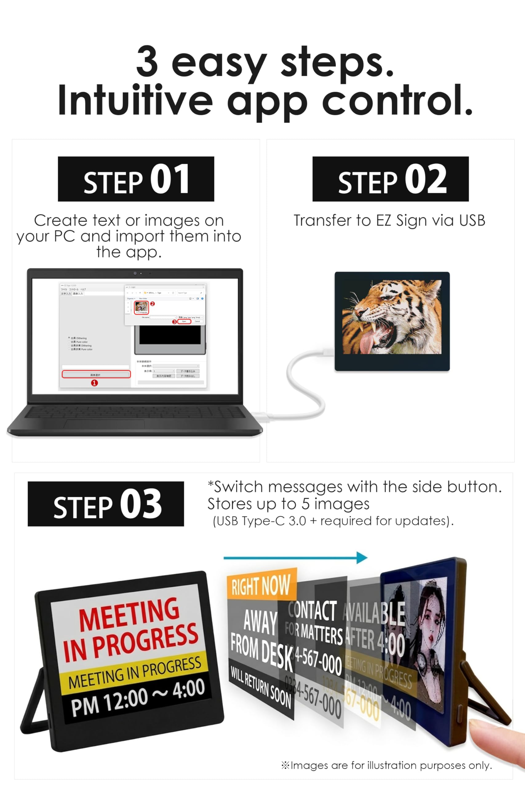 [Santek] EZ Sign 10,7 cm EPaper Display | 4-farbiges, wiederbeschreibbares kleines digitales Schild mit Ständer | E-Ink-Display für Wohnheim und Wohnungsdekoration | Airbnb-Willkommensschilder |