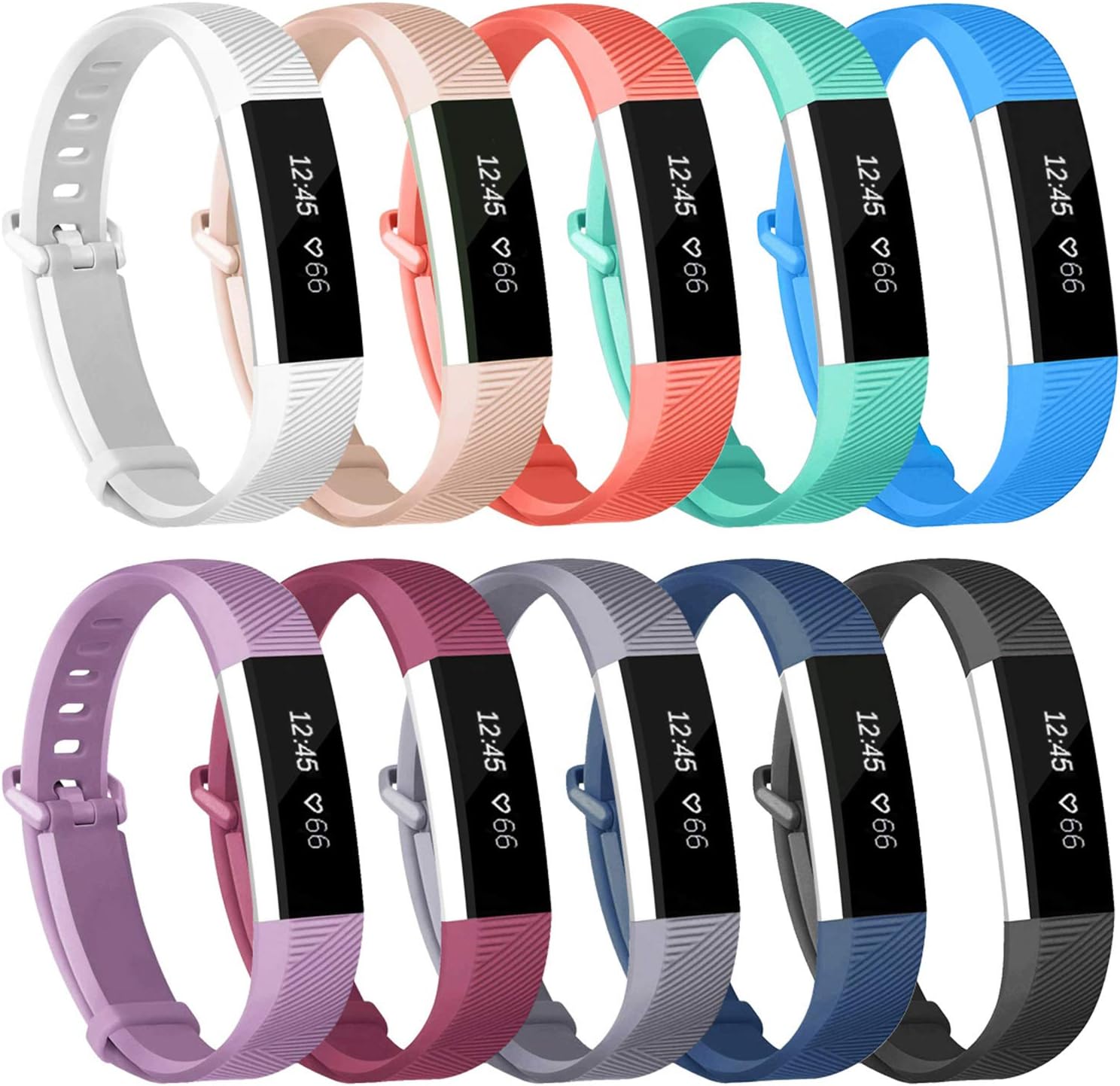 Wekin Replacement Bands Compatible with Fitbit Alta and Alta HR, Breathable Sport Silicone Wristbands Bracelet Strap with Secure Metal Buckle for Woman Men Small Large