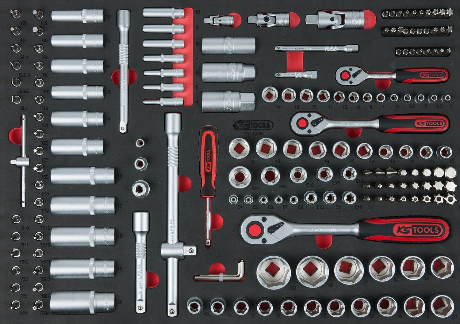KS Tools 1/4'+3/8'+1/2' Steckschlüssel-Satz, 179-tlg. in 1/1 Systemeinlage