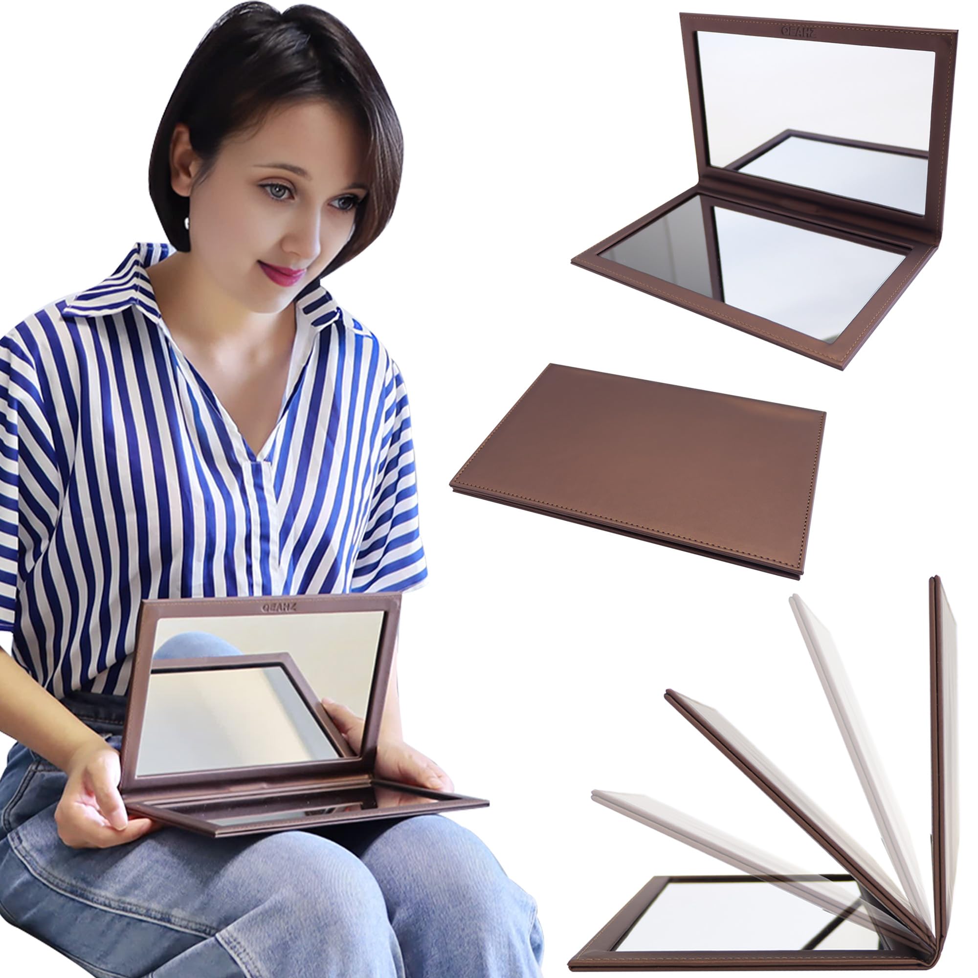 Photo 1 of QEAHZ Adjustable Face Down Mirror for Vitrectomy Recovery - 10" x 7", Brown, Watch TV During Eye Surgery Recovery