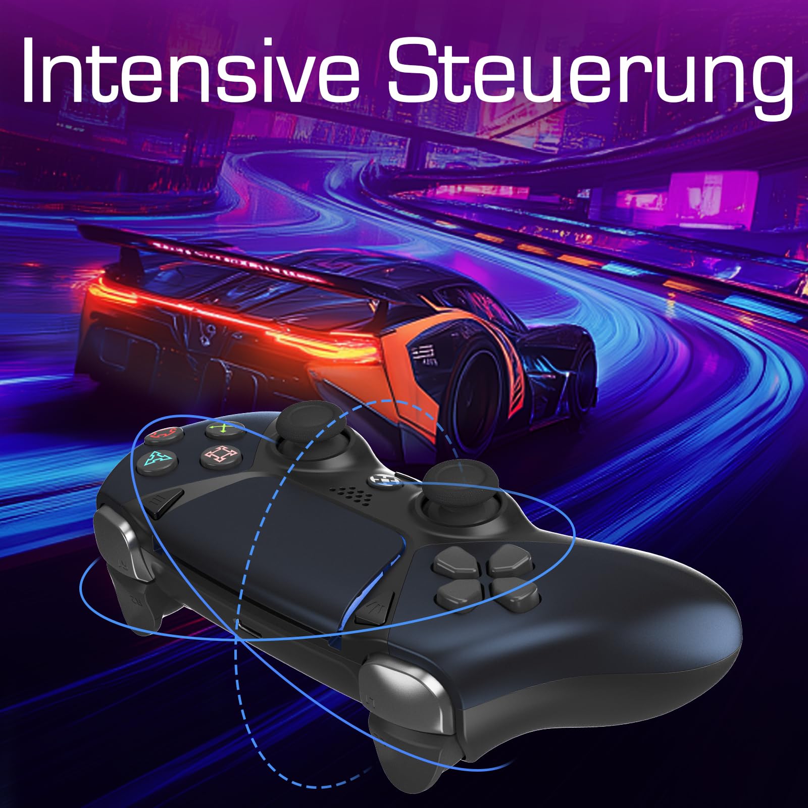 Manette Luna avec palettes arrière, turbo, manettes de jeu Fire TV sans fil pour PC, GeForce NOW, Firestick, remplacement pour manette de jeu Luna avec joystick ALPS, pas de Drift, bleu