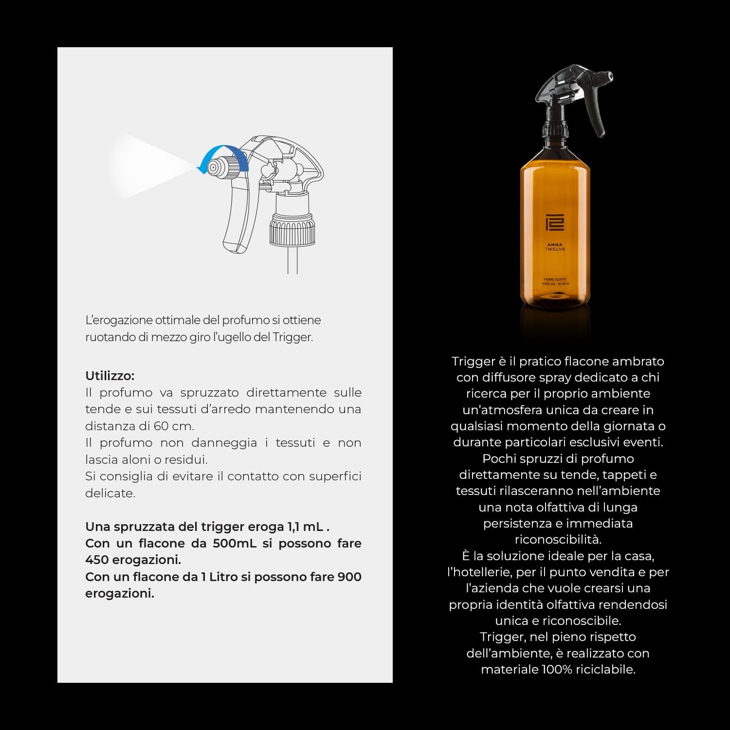 Anna Twelve DUNE, Profumo per Ambiente Spray, Fragranza Dune, Note di Oud, Geranio e Benzoino, Fragranza Legnosa, Speziata, Orientale – Trigger 500 ml